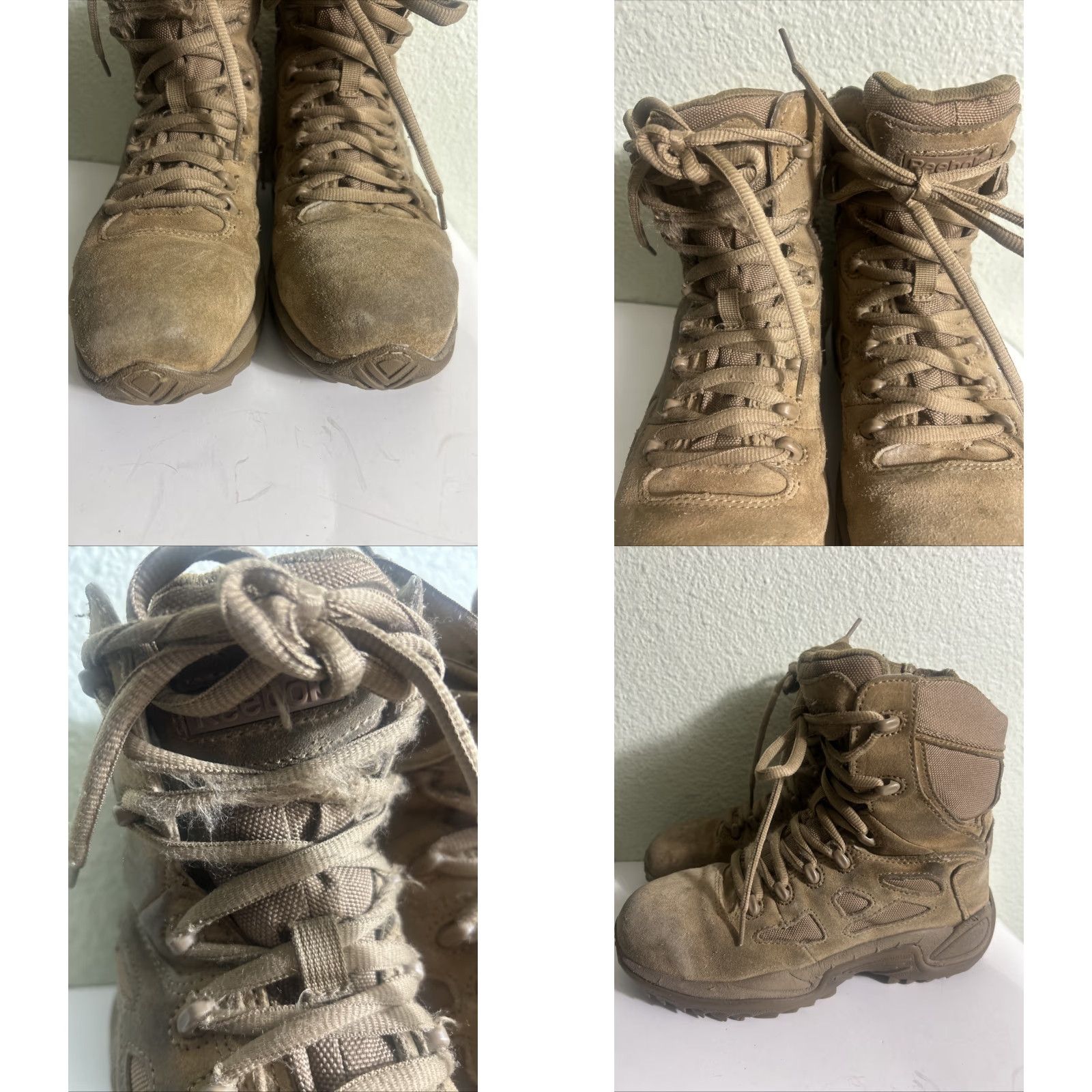 Reebok Reebok Rapid Response Combat Boots Steel Toe Zip Side Boots Mid-Calf Beige Mens Womens 5.5 7.5 Leather Arch Support Slip Non-Slip Water Resistant Size US 6 / IT 36 - 8 Thumbnail