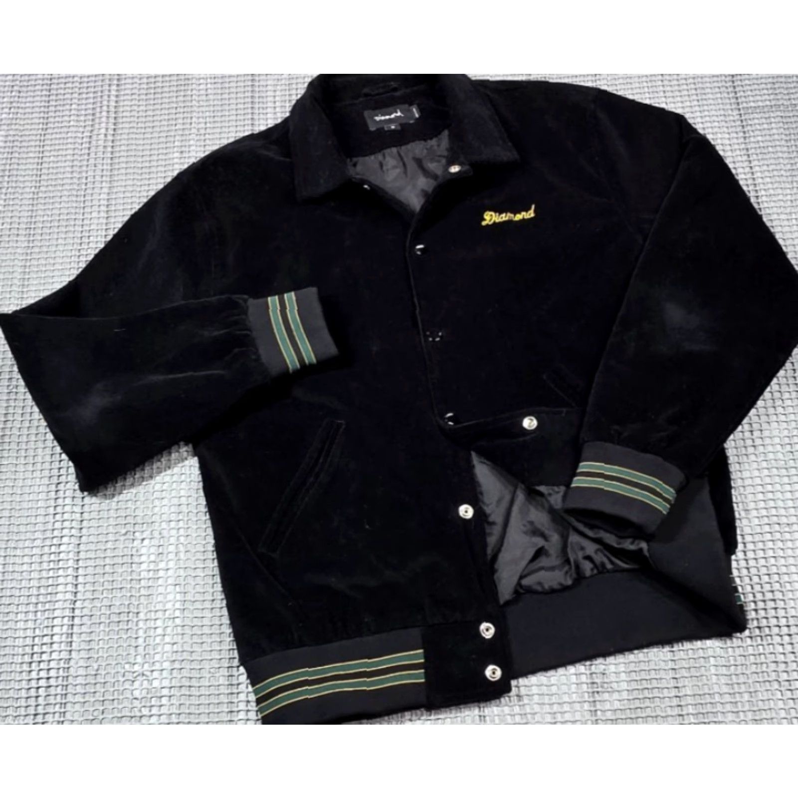 Diamond Supply Co. Diamond Supply Co. Corduroy Stadium Varsity Jacket Men M Snap Bomber Black Gold Size US M / EU 48-50 / 2 - 2 Thumbnail