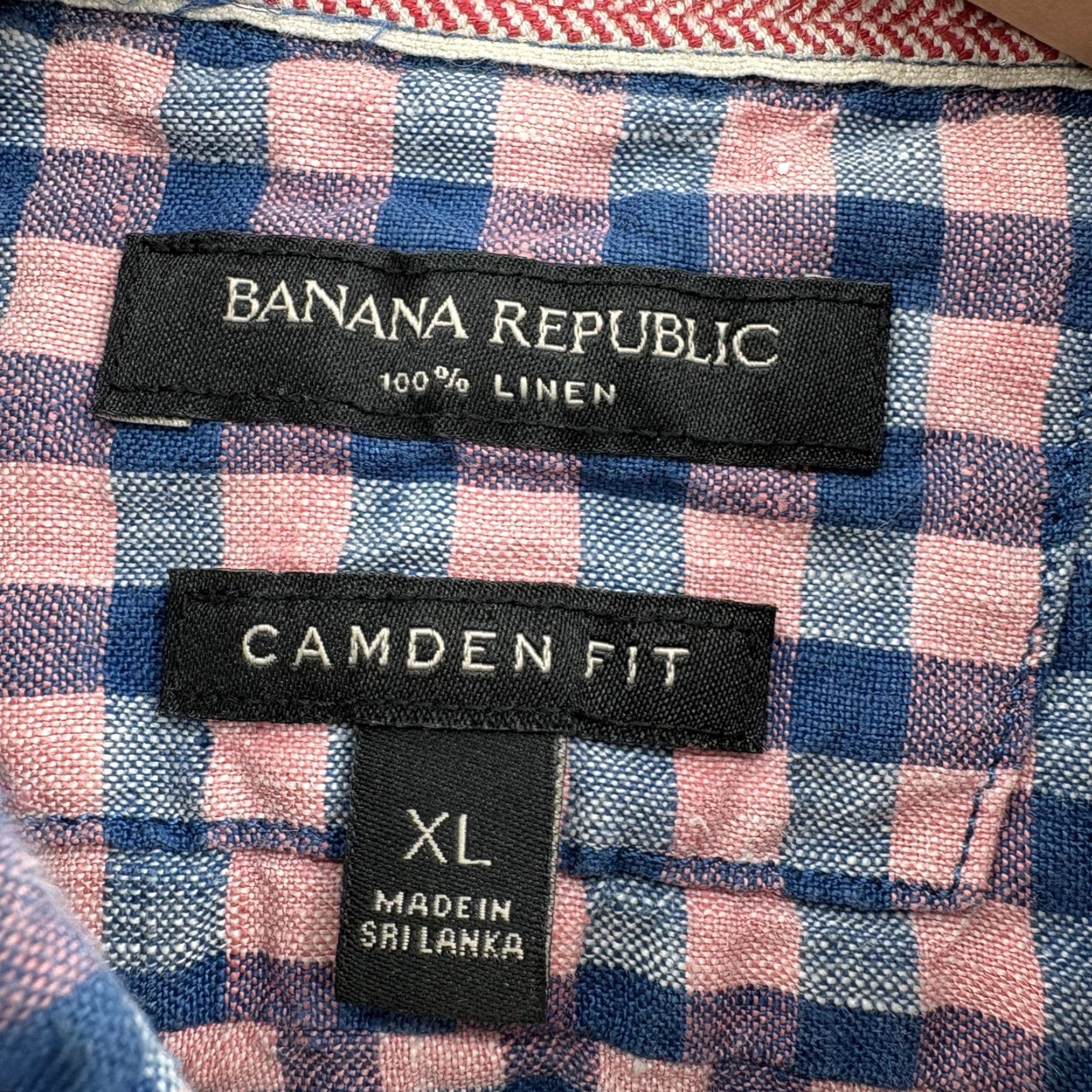 Banana Republic Banana Republic Shirt Mens XL Pink Check Short Sleeve Button-Up Linen Casual Preppy Spring Summer Brushed Button-Down Collared Fit Regular Vintage No Size US XL / EU 56 / 4 - 3 Thumbnail