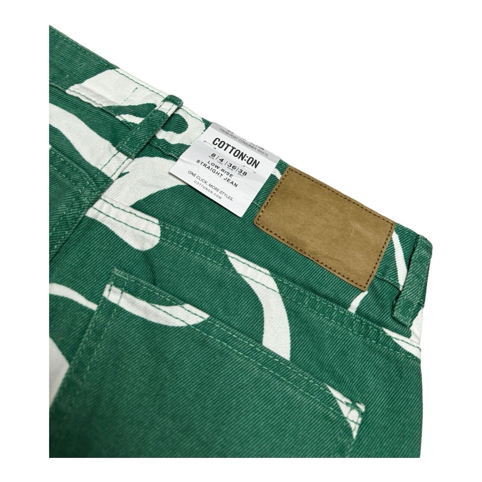 Cotton On Cotton On RECYCLED Low Rise Straight Green Swift Denim Jeans Size 27" / US 4 / IT 40 - 4 Thumbnail
