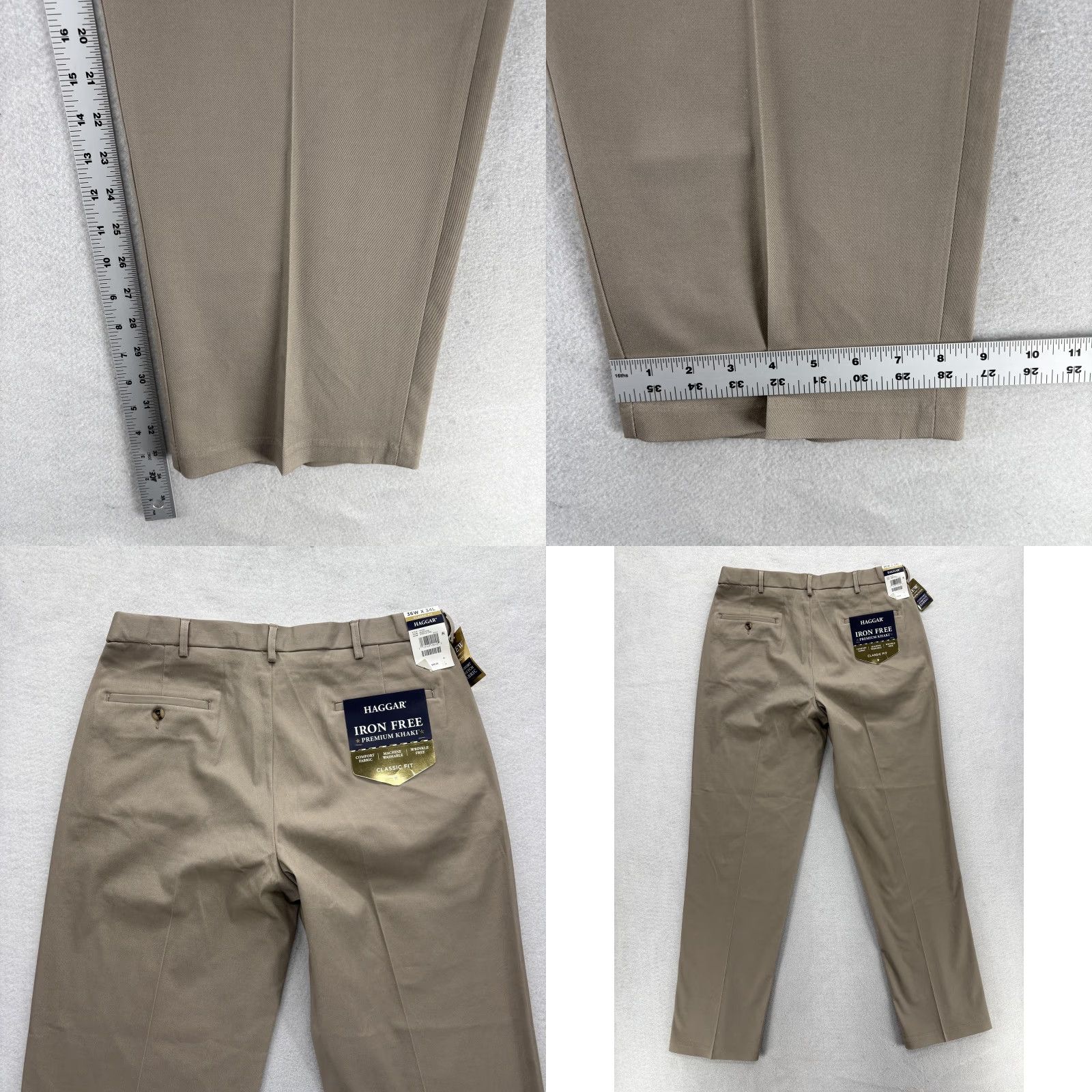 Haggar Haggar Iron Free Premium Khaki Pants Mens 36x34 Beige Classic Fit Stretch NWT Pants Mens 36 Beige Classic Fit Khaki Iron Free Premium Haggar NWT Size US 36 / EU 52 - 8 Thumbnail