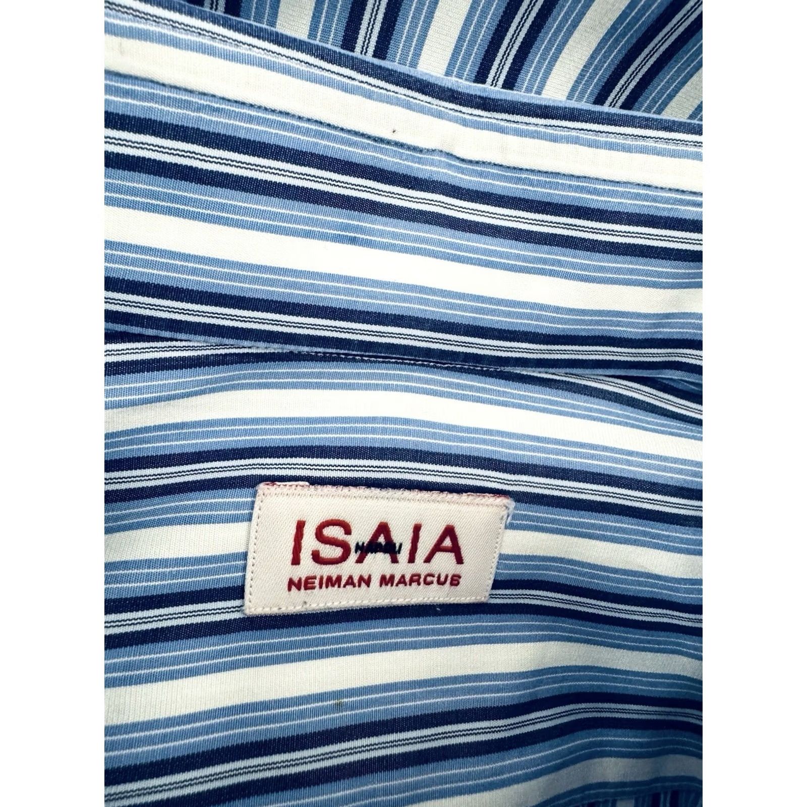 Isaia ISAIA Striped French Cuff Mens 16 / 41 Shirt Dress Shirt EXCELLENT Blue / White 41 16 V1 Mens Size US L / EU 52-54 / 3 - 5 Thumbnail
