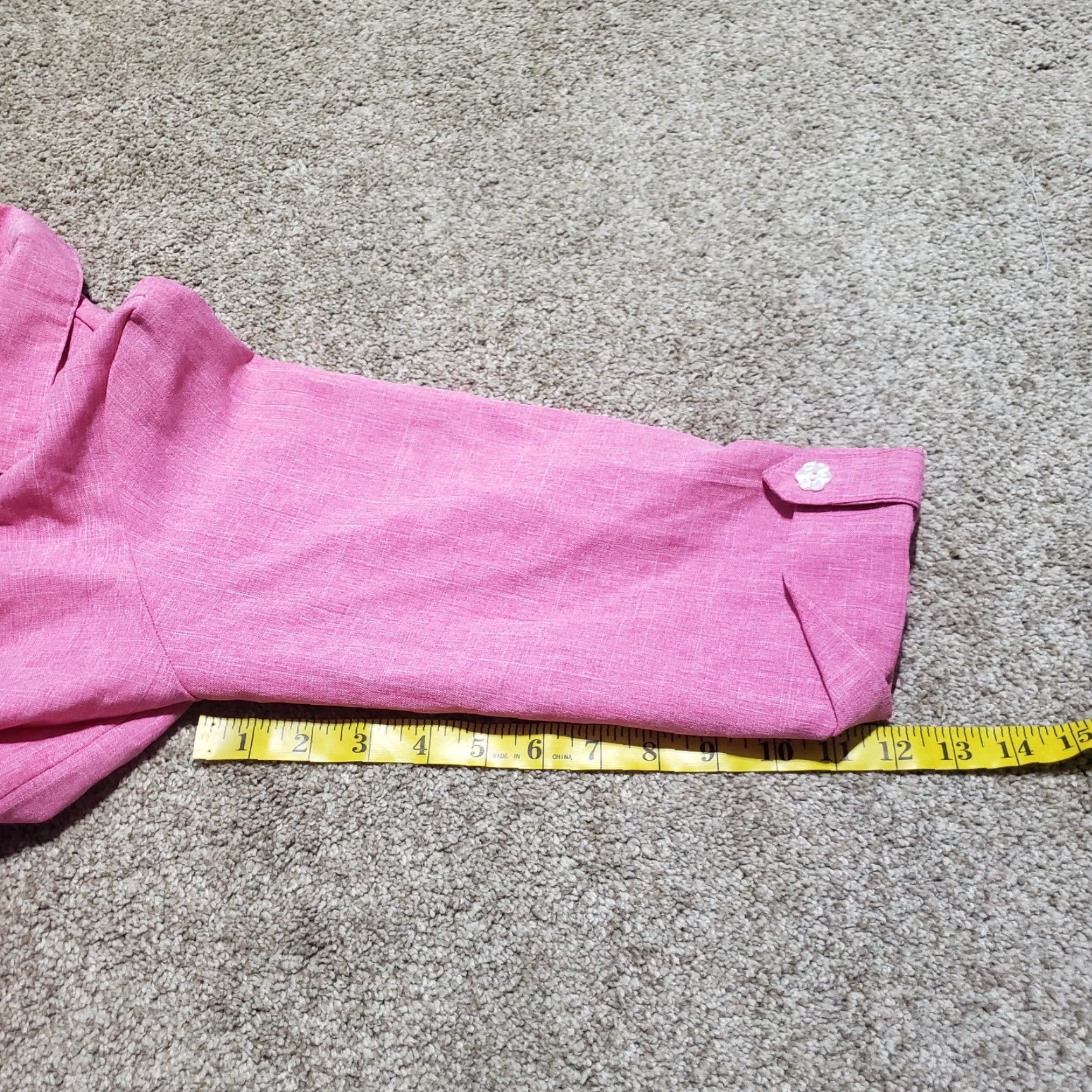 Pinko Nikki Shirt Women's Adult Size 14 Pink Floral Button-Up Dressy Formal Collared Short Sleeve Modern Flower 14 Womens Size XL / US 12-14 / IT 48-50 - 7 Thumbnail