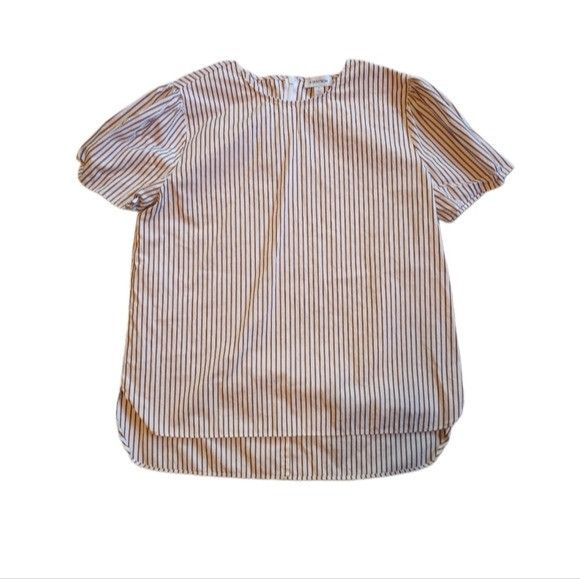 Nordstrom NORDSTROM Oversized Cap Sleeve Brown Stripe Blouse Size Smal Size S / US 4 / IT 40 - 1 Thumbnail