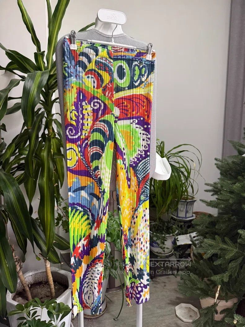 Issey Miyake Issey Miyake size:3 Tropical Rainforest Straight-Leg Pants Size 31" - 2 Thumbnail