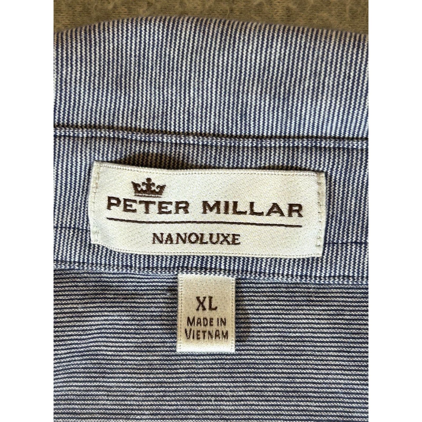 Peter Millar Peter Millar Polo Shirt Mens XL Gray Stripe Nanoluxe Cotton Golf Performance Polo Shirt Size US XL / EU 56 / 4 - 6 Thumbnail