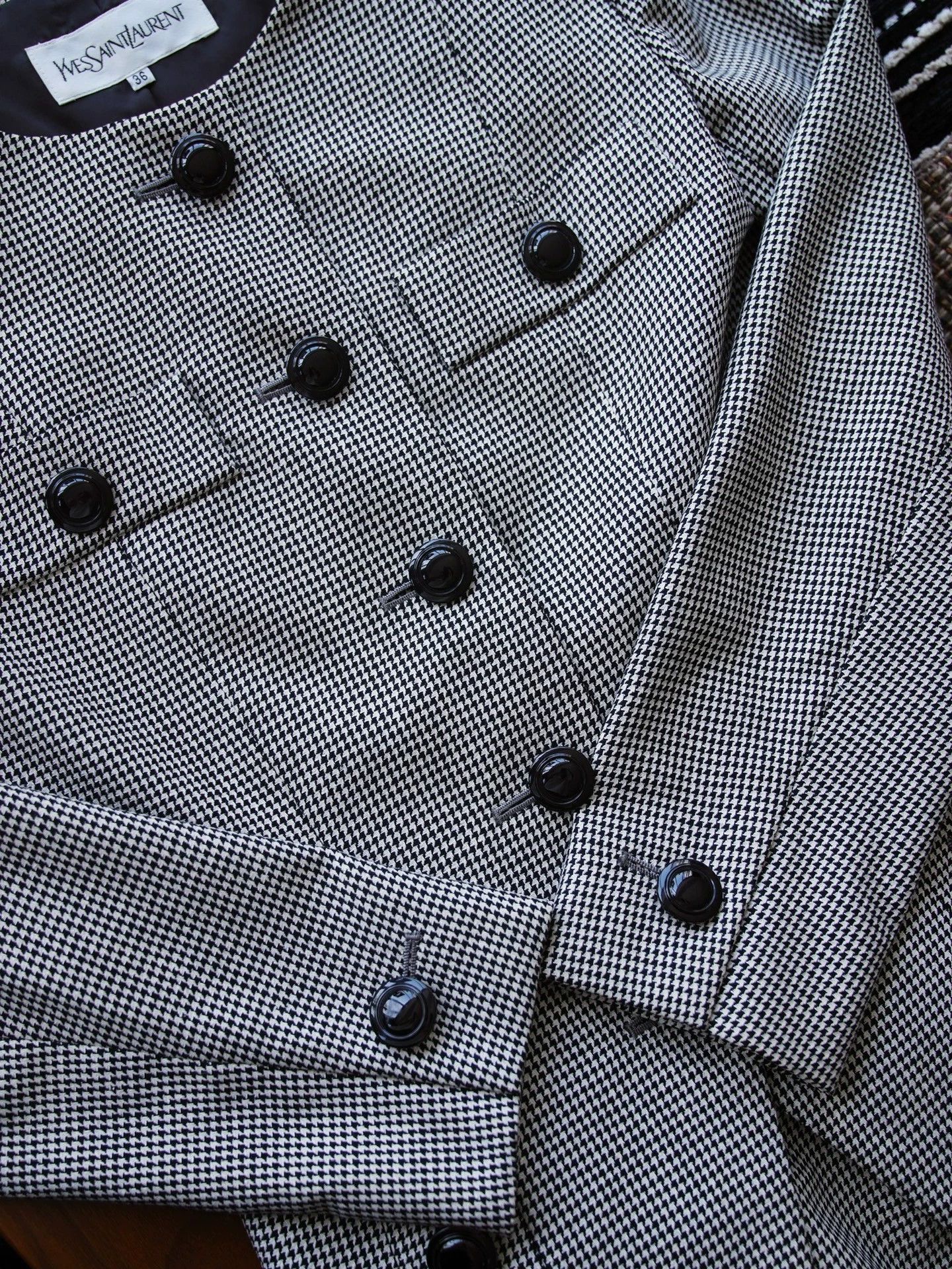 Yves Saint Laurent YSL Vintage Houndstooth Wool-Cotton Suit Skirt 36(S/M) Japan Size XS / US 0-2 / IT 36-38 - 5 Thumbnail