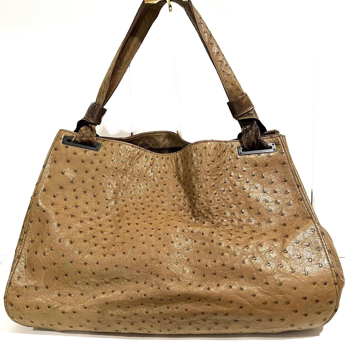 Gucci Gucci Tan Ostrich Leather Medium Shoulder Bag - Tom Ford Era Size ONE SIZE - 1 Thumbnail