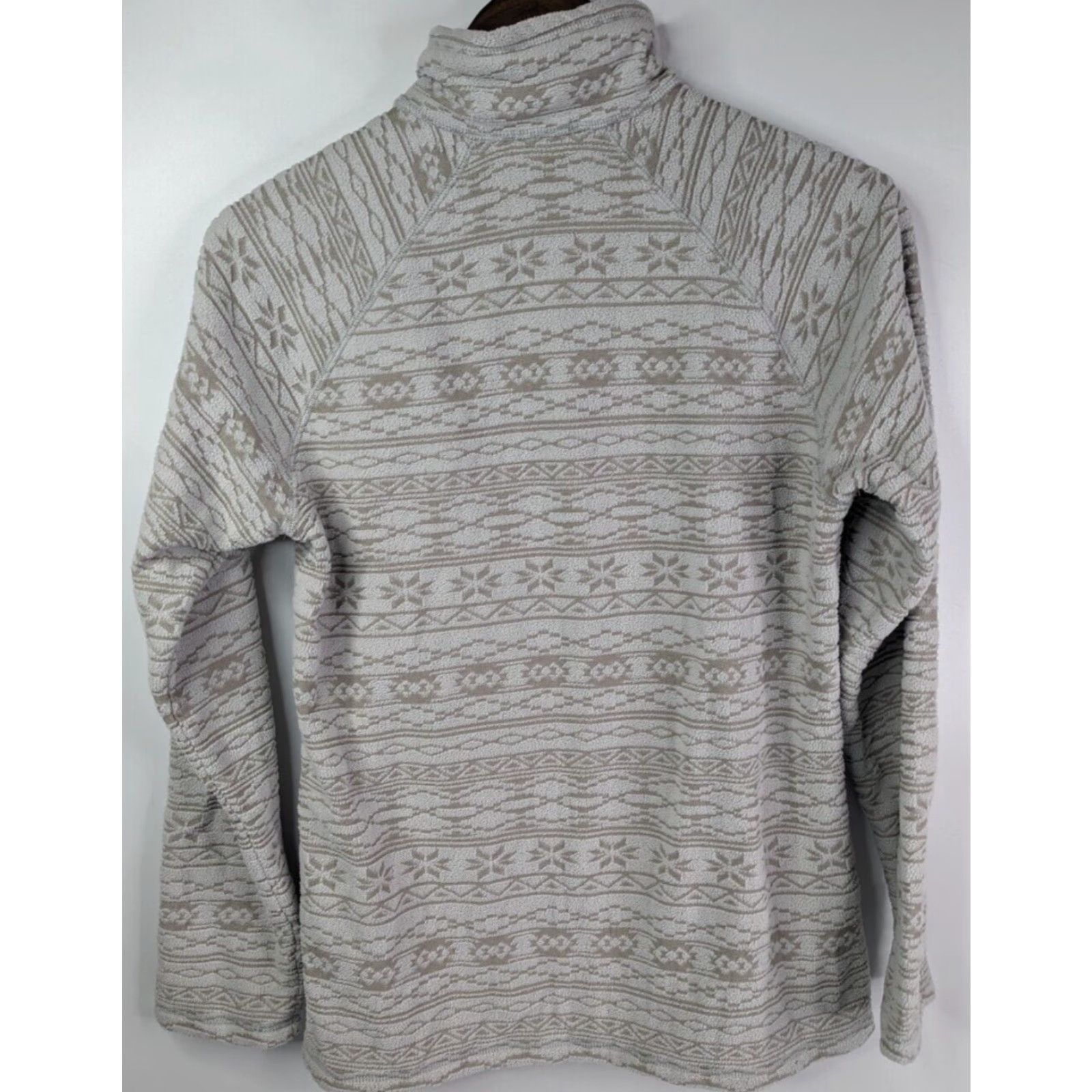Eddie Bauer Eddie Bauer Sweater Women's Medium White Aztec Fair Isle Print 1/4 Zip Pullover Size M / US 6-8 / IT 42-44 - 3 Thumbnail