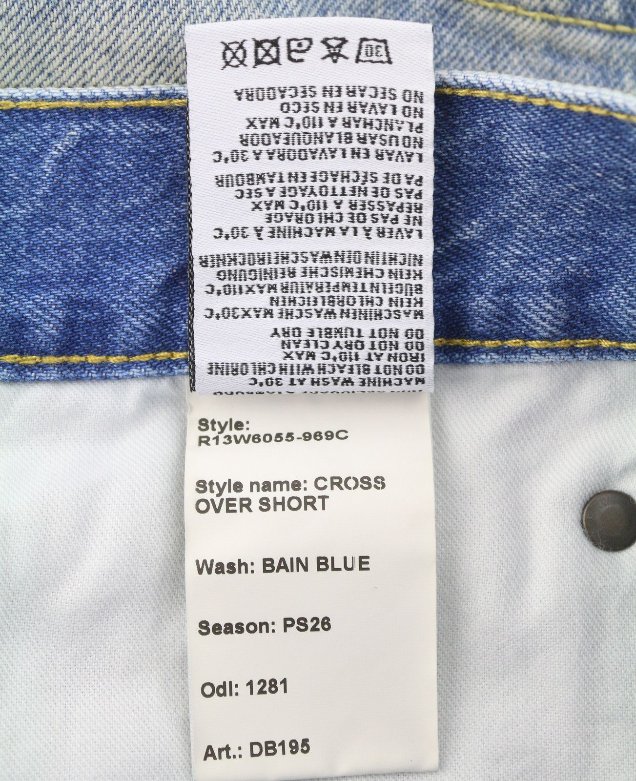 R13 CROSS OVER 28 Bain Blue Asymmetric PS26 Shorts 89416 Size 28" / US 6 / IT 42 - 10 Thumbnail