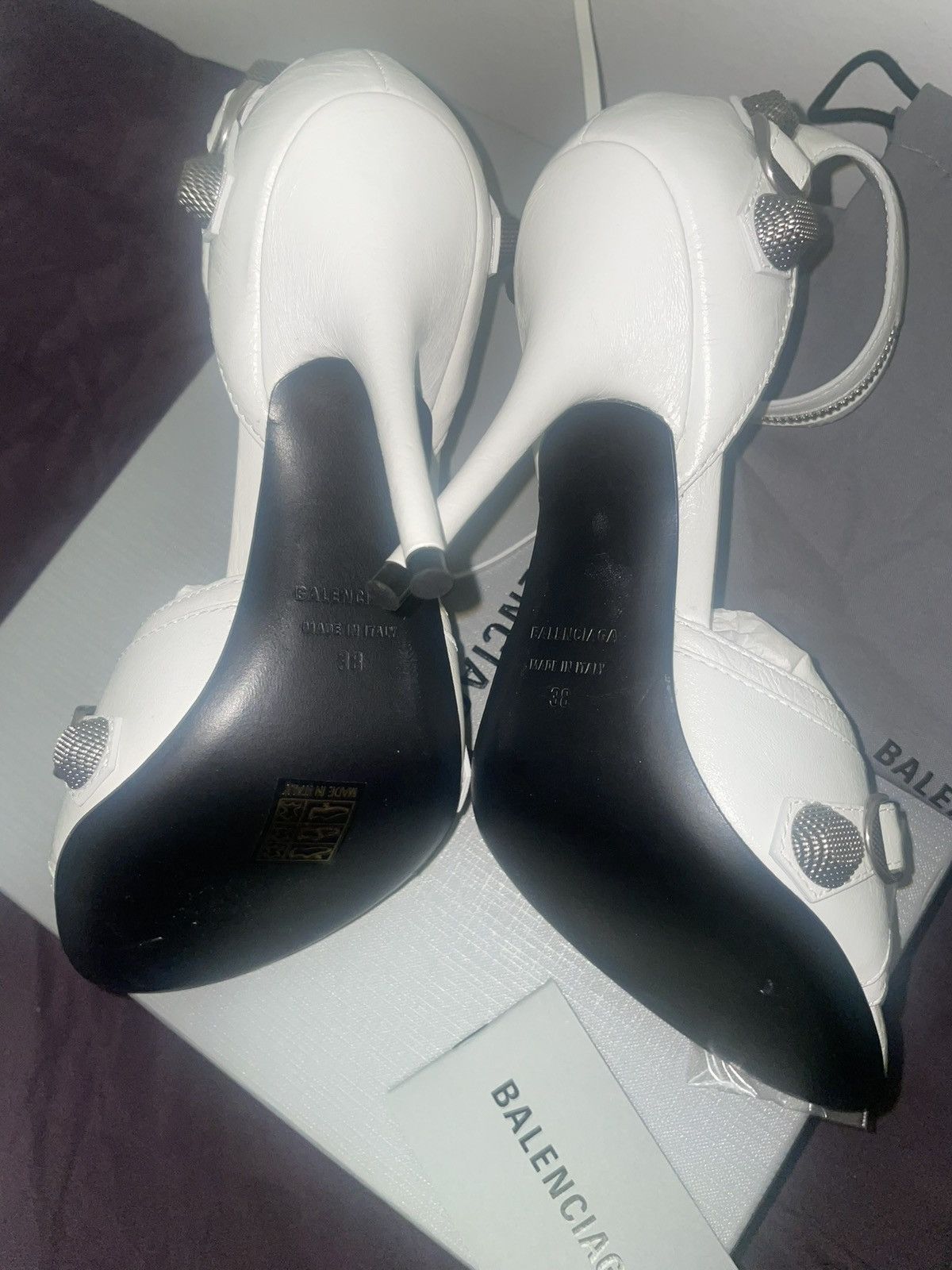 Balenciaga BALENCIAGA Women's Cagole 110mm Sandal in Optic White Size US 8 / IT 38 - 6 Thumbnail