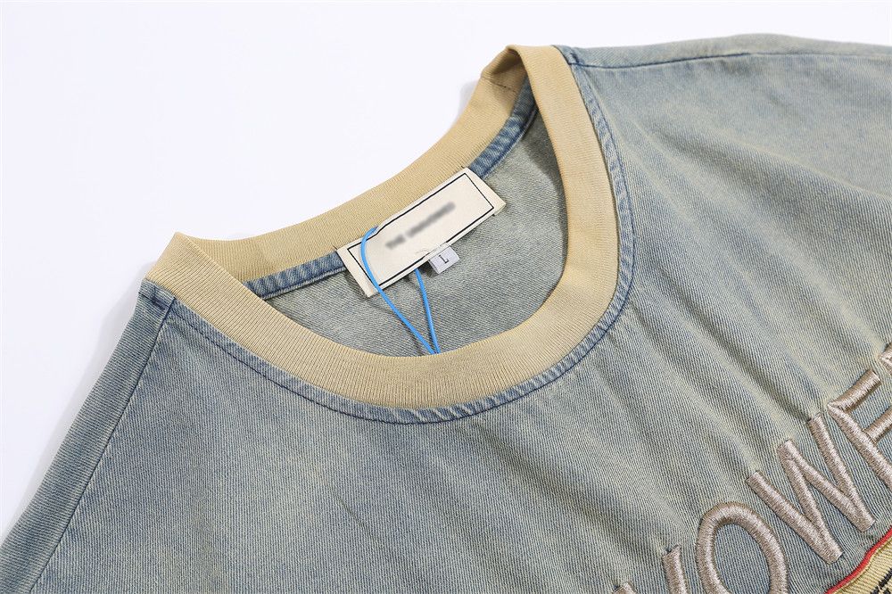 Japanese Brand × Vintage Letter Embroidered Denim Crew Neck Vintage T-Shirt Size US L / EU 52-54 / 3 - 3 Thumbnail