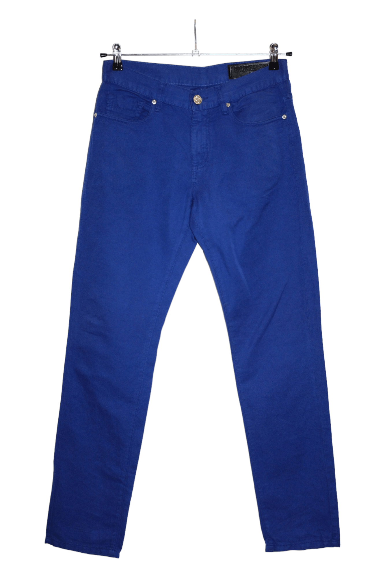image of Dirk Bikkembergs Dirk Bikkimbergs Slim Fit Cotton-Linen Casual Pants in Blue, Men's (Size 32)