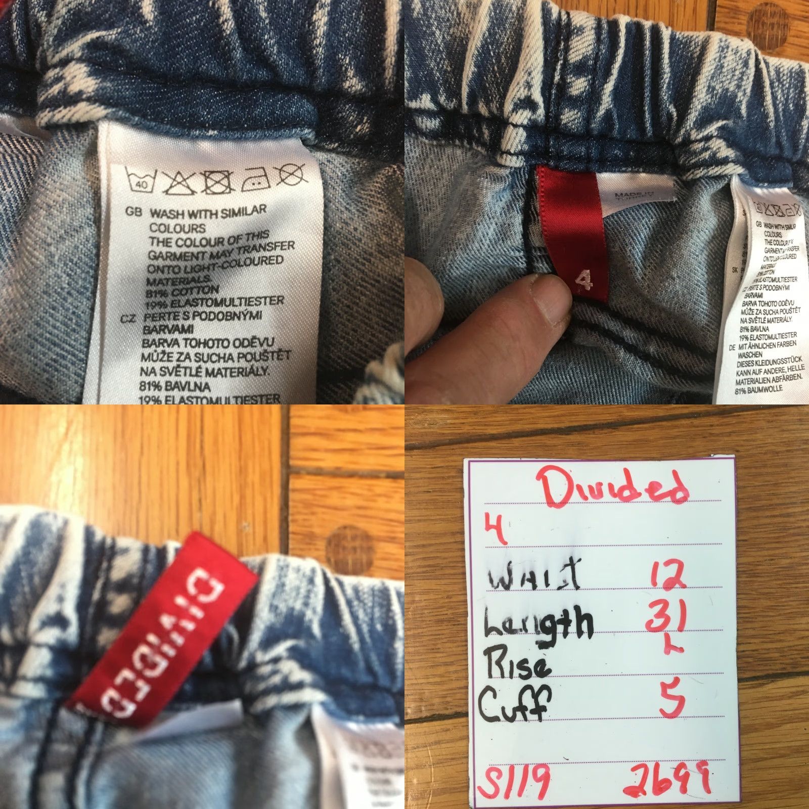 Denime Divided Womens Jeans Skinny Blue Denim Size 4 Elastic Waist Regular Rise Low 31 in Inseam 31 in Size 27" / US 4 / IT 40 - 8 Thumbnail