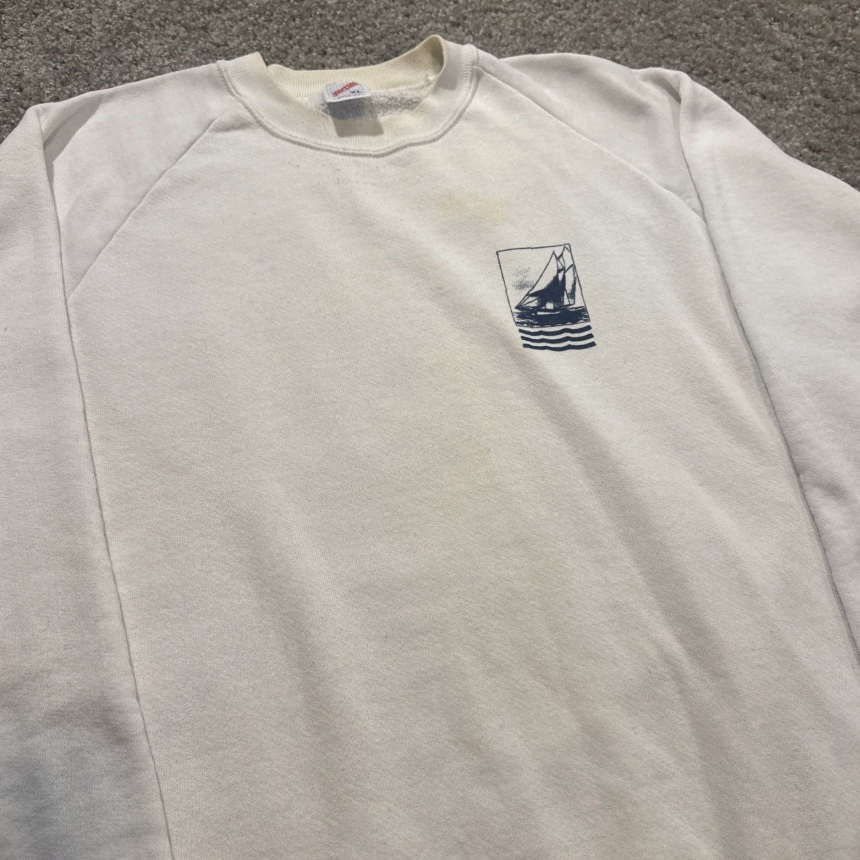 Jerzees VINTAGE 90s Sailboat Sail Art Nautical White Jerzees Crewneck Sweatshirt XL Men Pullover Size US XL / EU 56 / 4 - 6 Thumbnail