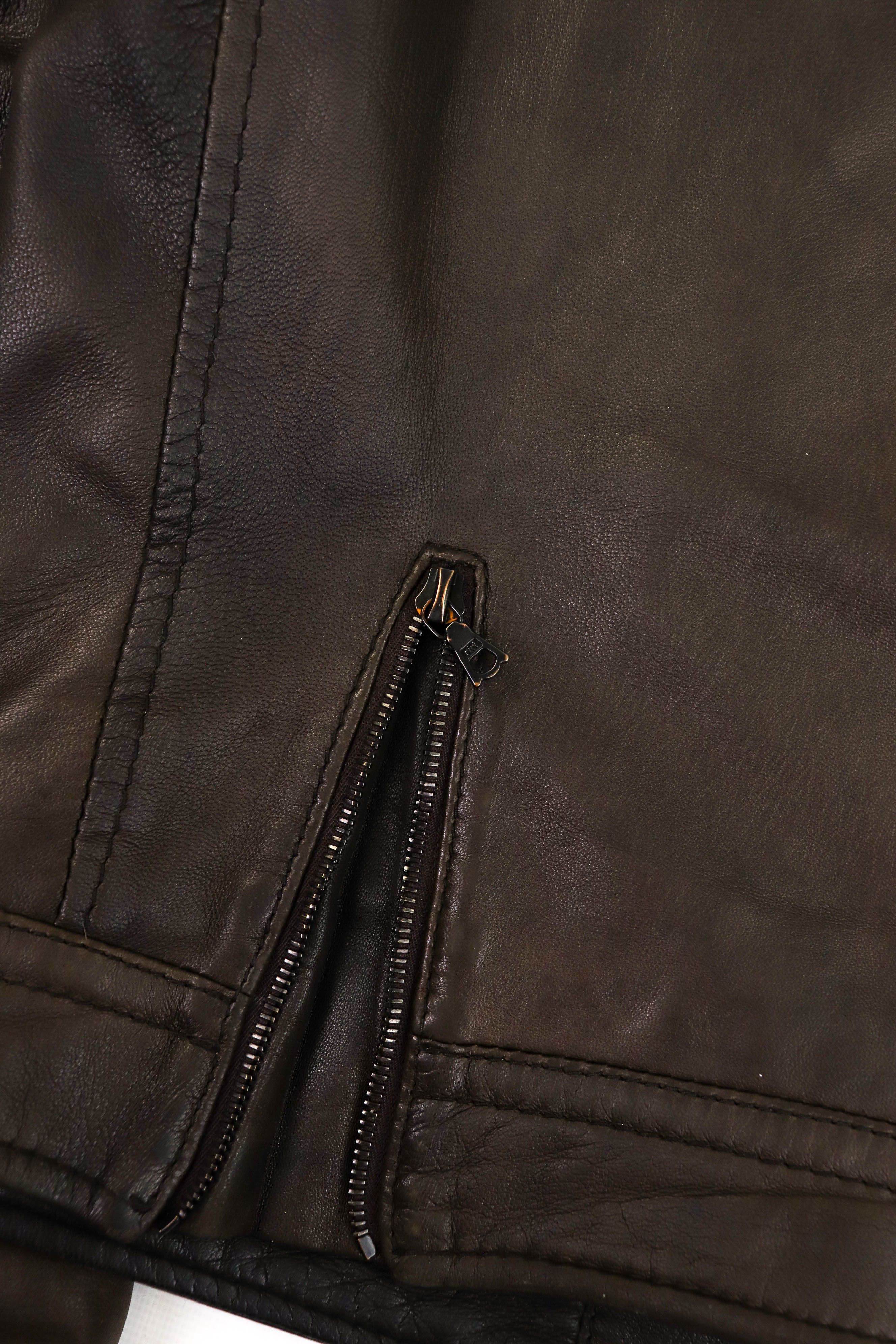 Cortigiani CORTIGIANI Faded Dark Brown RiRi Zippers Leather Jacket Size US M / EU 48-50 / 2 - 18 Thumbnail