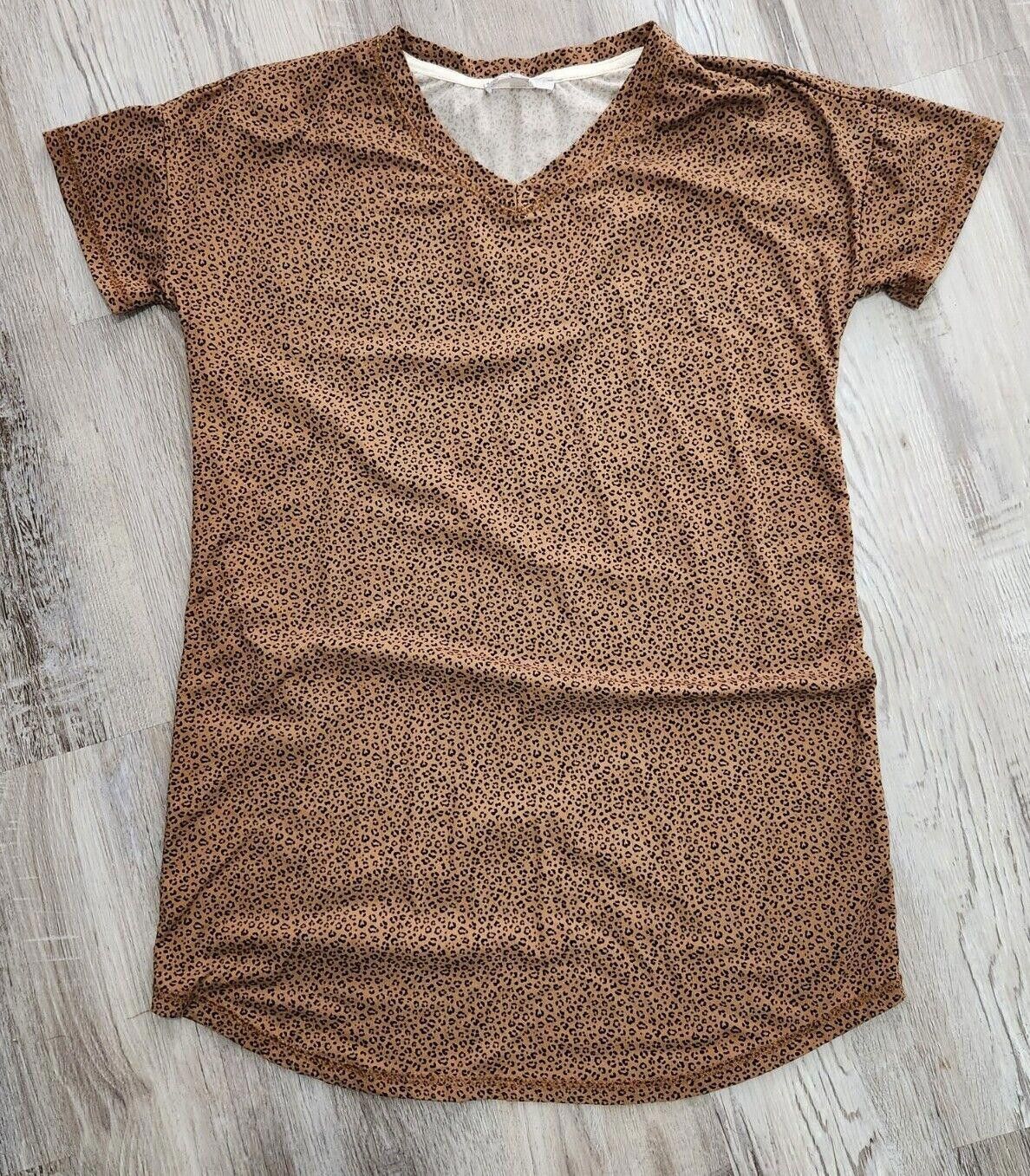 Designer Gaze Dress Small Leopard Short Sleeve Scoop Hem Stretch Size S / US 4 / IT 40 - 1 Thumbnail