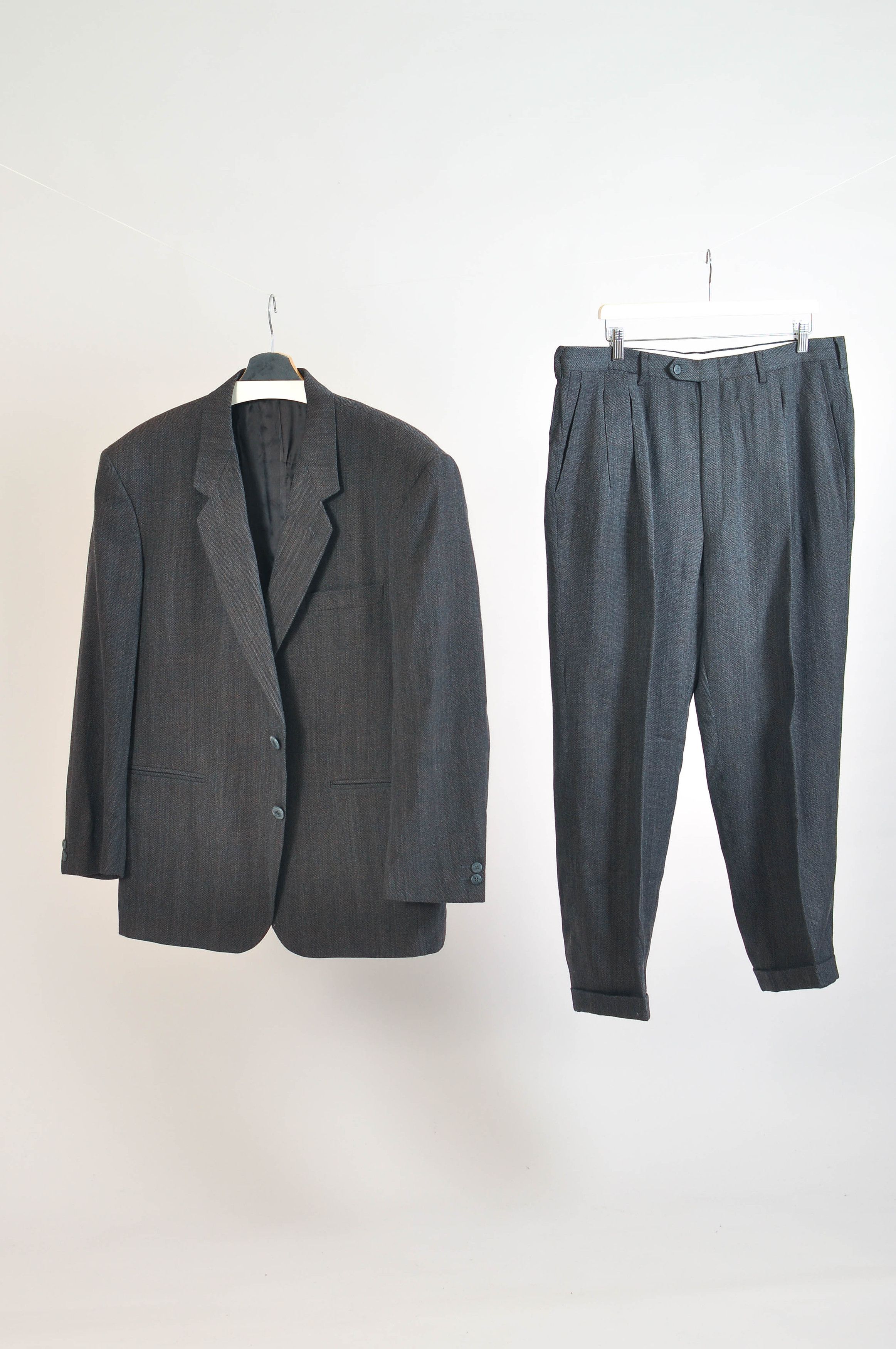 Other Vintage 90s Dark Brown Tweed Suit Size 44R - 1 Thumbnail