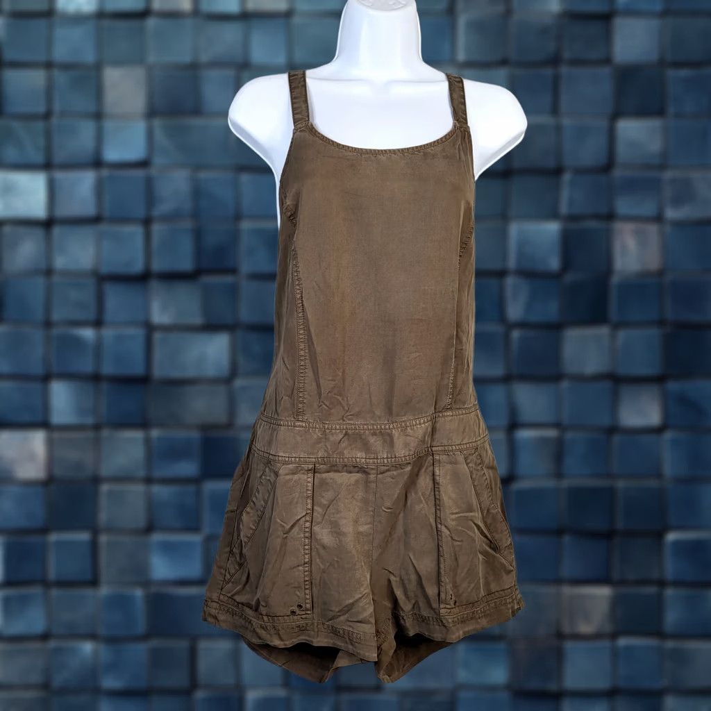 Vintage PAM & GELA Brown Women's Sleeveless Lace Up Romper Size P Size 28" / US 6 / IT 42 - 1 Thumbnail