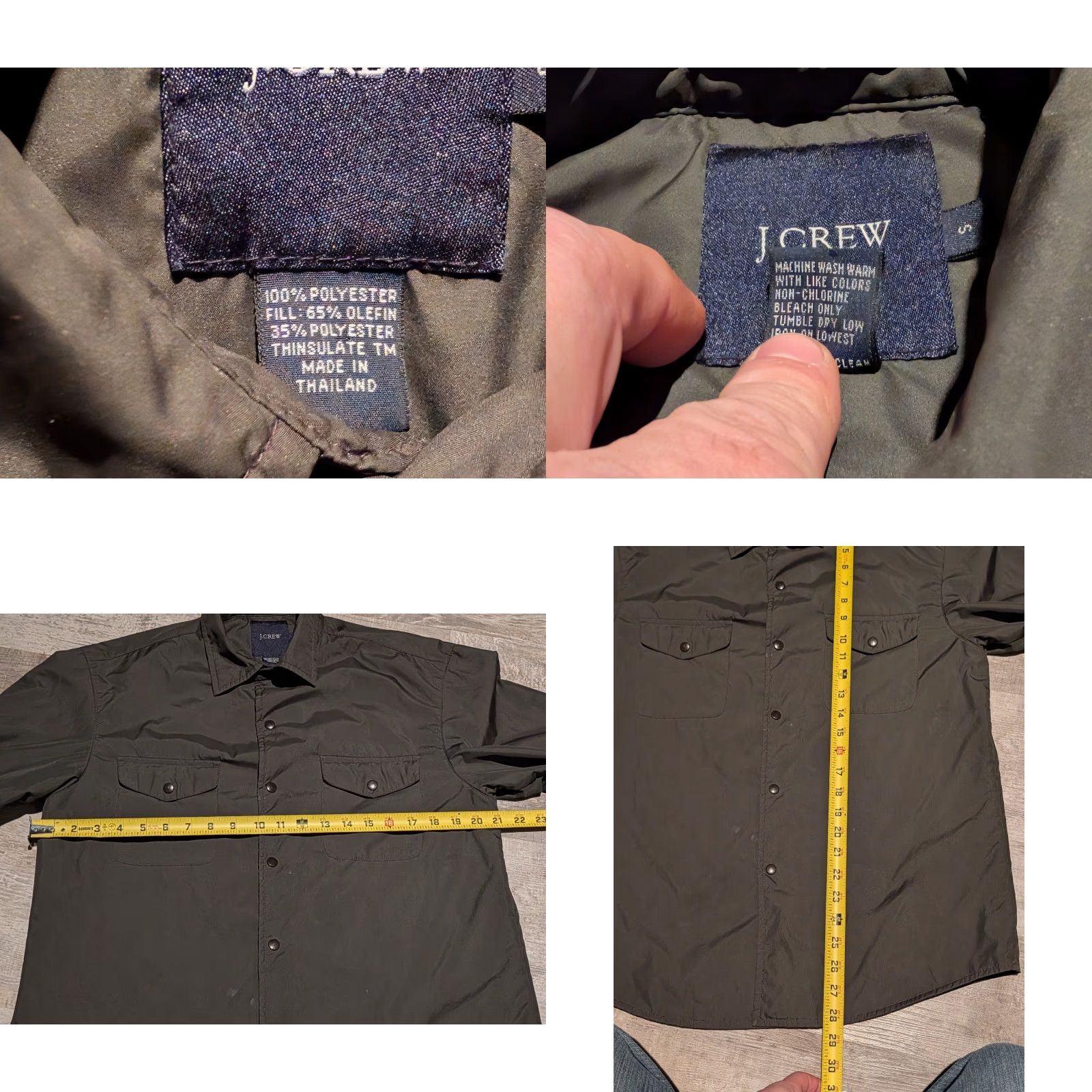 J.Crew VINTAGE J.CREW Jacket Shacket Slim Olefin Filled Thinsulate Crew Mens Small Snap Button Green 90s Y2K Outdoor Army Casual Size US S / EU 44-46 / 1 - 9 Thumbnail