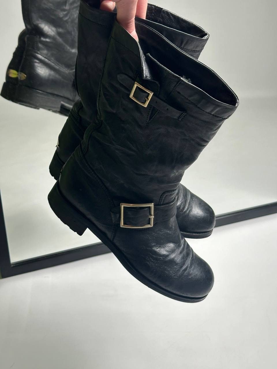 Jimmy Choo Jimmy Choo Biker Leather Avant Garde Boots Motorcycles 🔥 Size US 8 / IT 38 - 3 Thumbnail