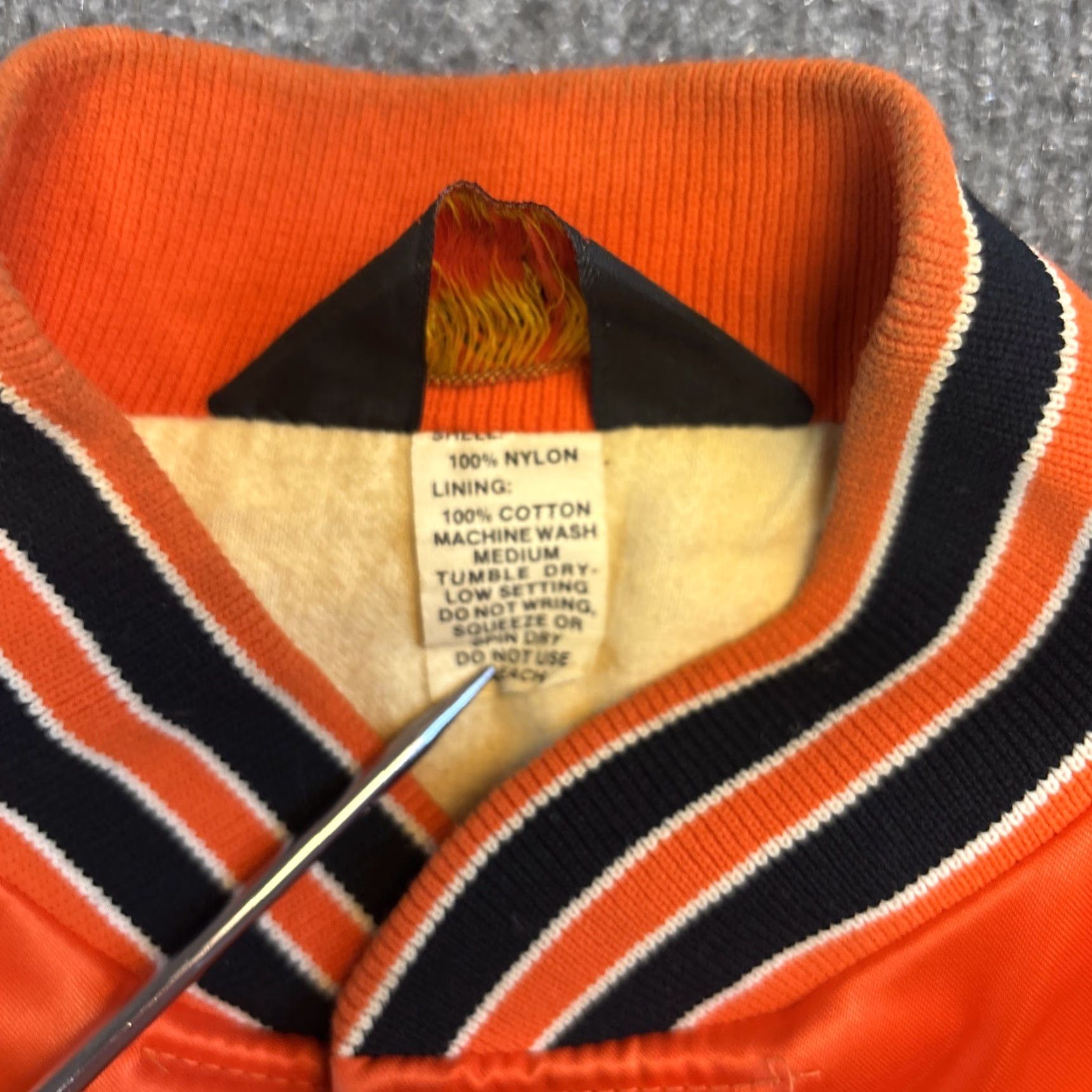 Dunbrooke Dunbrooke Pla-Jac Varsity Jacket Mens Orange Satin Mid-Length Pockets Casual Long Sleeve Size L Size US L / EU 52-54 / 3 - 3 Thumbnail
