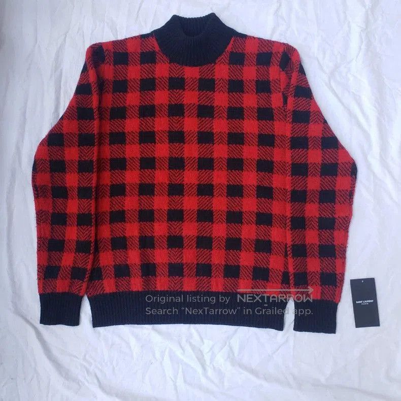 Saint Laurent 14FW Checked Wool Sweater.