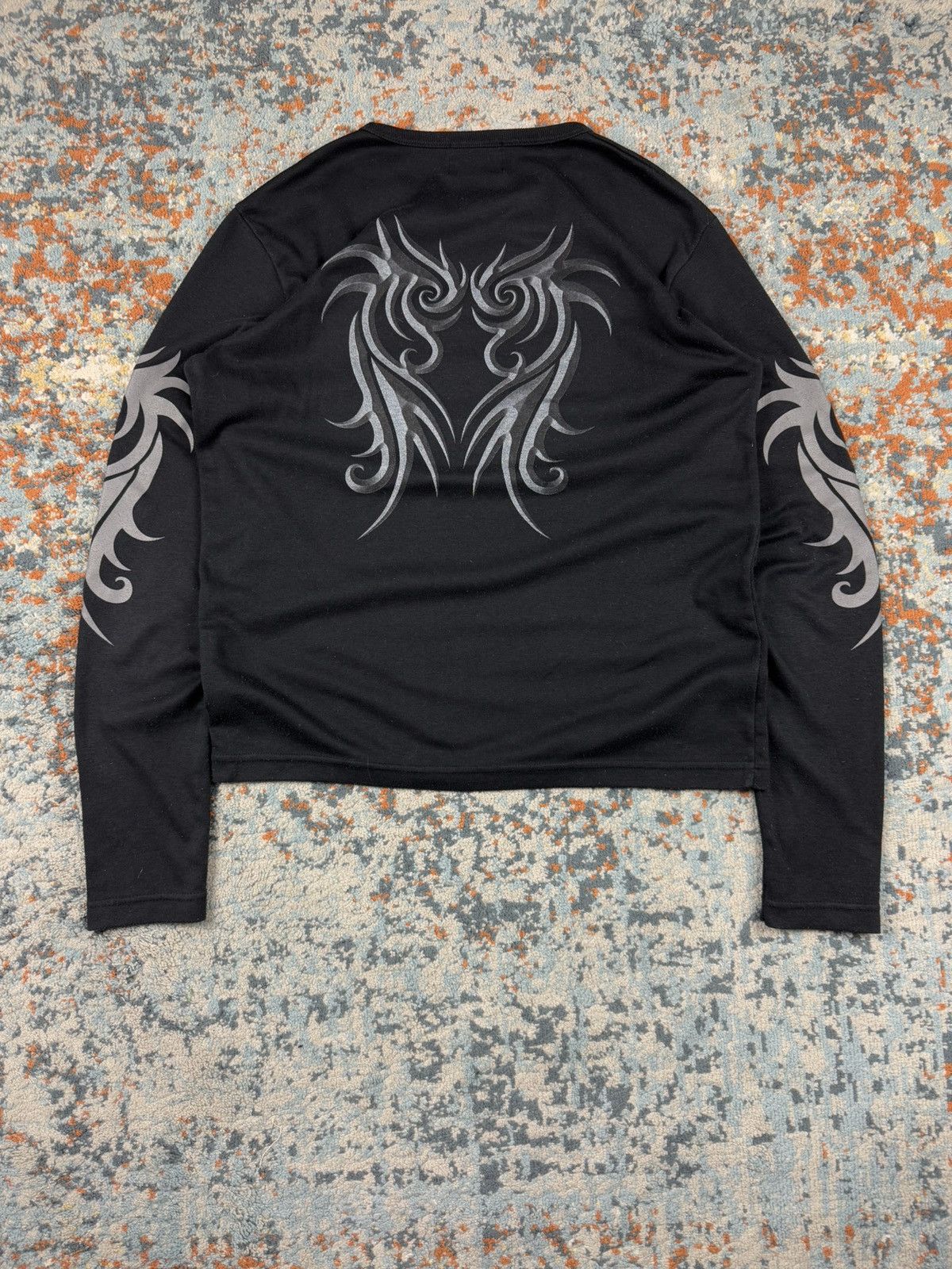 Japanese Brand × Vintage Vintage y2k crazy tribal dragon print rave style long sleeve Size US S / EU 44-46 / 1 - 2 Thumbnail