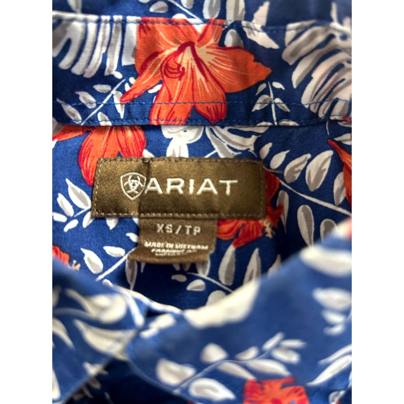 Ariat Ariat Men Floral Hawaiian Shirt XS Blue Tropical Short Sleeve Button Down Cotton Size US XS / EU 42 / 0 - 4 Thumbnail