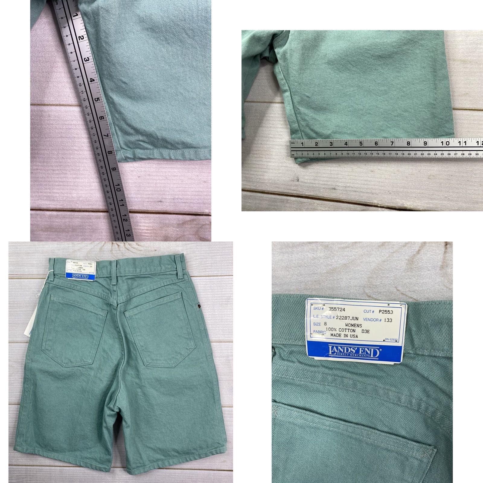 Lands' End Vtg Lands' End Jeans Shorts Womens 8 Green High Rise Denim 100% Cotton USA Made Bermuda Casual Travel Size 28" / US 6 / IT 42 - 8 Thumbnail