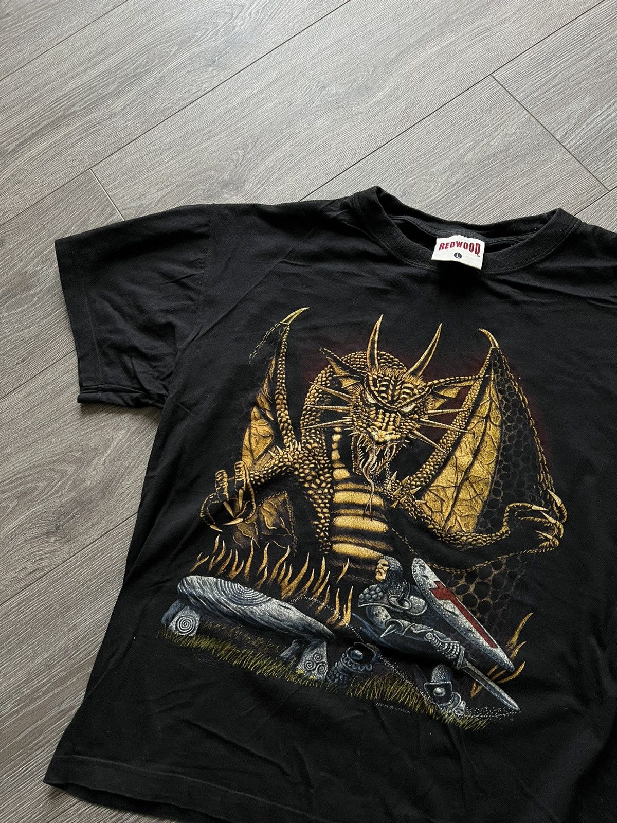 Band Tees × Vintage Vintage 💥 Dragon Medieval Faded T Shirt Size US L / EU 52-54 / 3 - 2 Thumbnail