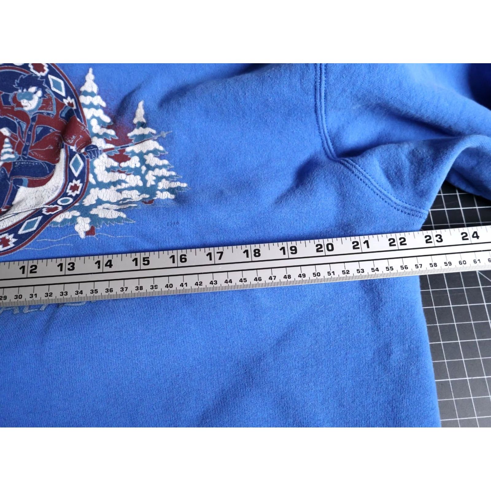 Fruit Of The Loom VINTAGE 90s Juneau Alaska Ski Hoodie Mens XL Blue Pullover Sweatshirt Heavy Cotton VTG Size US XL / EU 56 / 4 - 5 Thumbnail