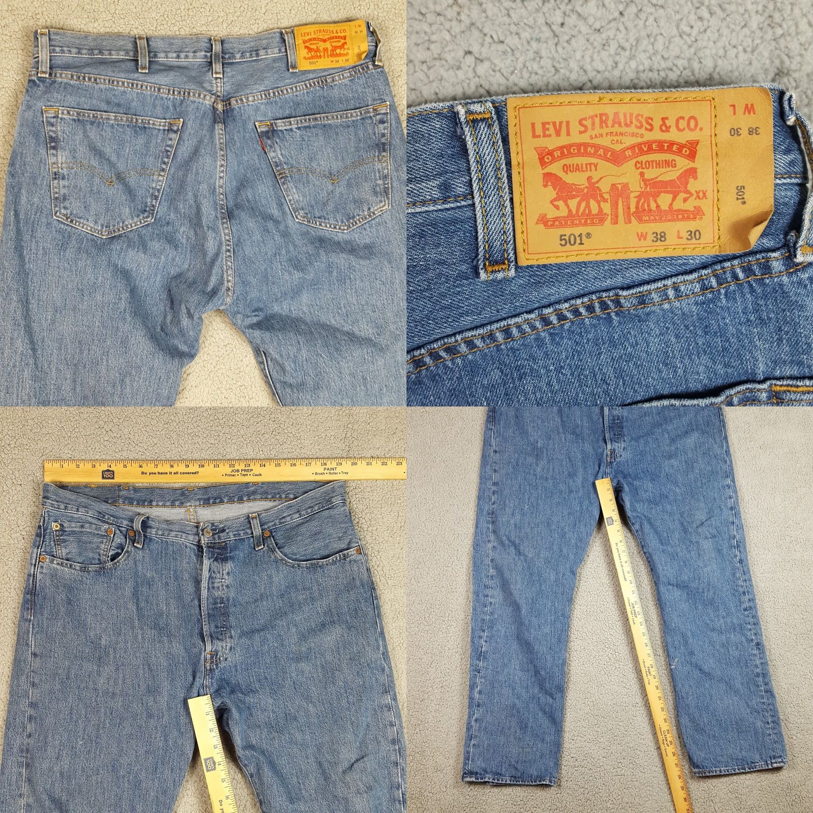 Levi's Levi's 501 Classic Fit Button Fly Men's Size 38x30 Straight Leg Denim Blue Jeans Size US 38 / EU 54 - 8 Thumbnail