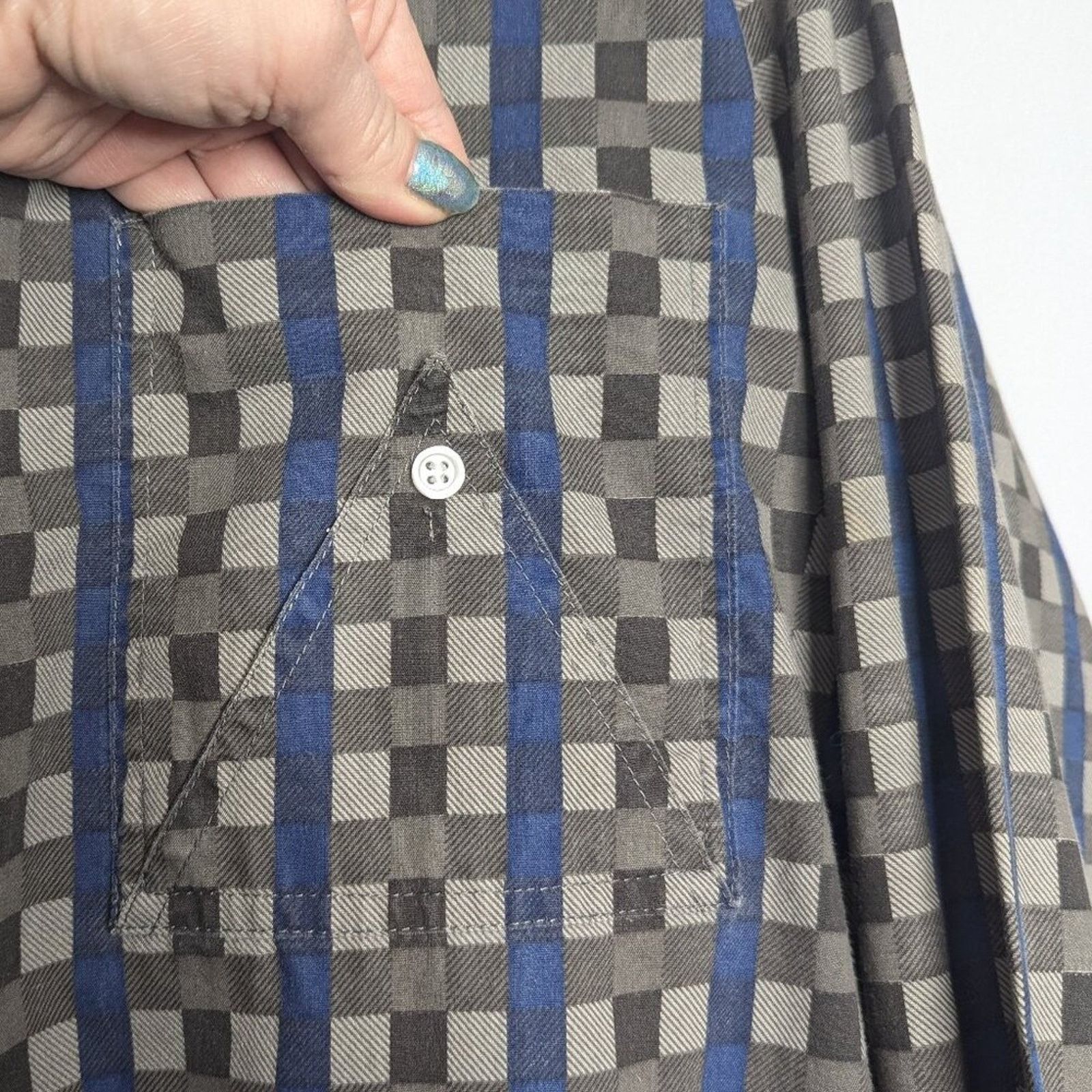 Vintage Vintage 70's Gray Check Plaid Long Sleeve Button Up Shirt L Size US L / EU 52-54 / 3 - 4 Thumbnail