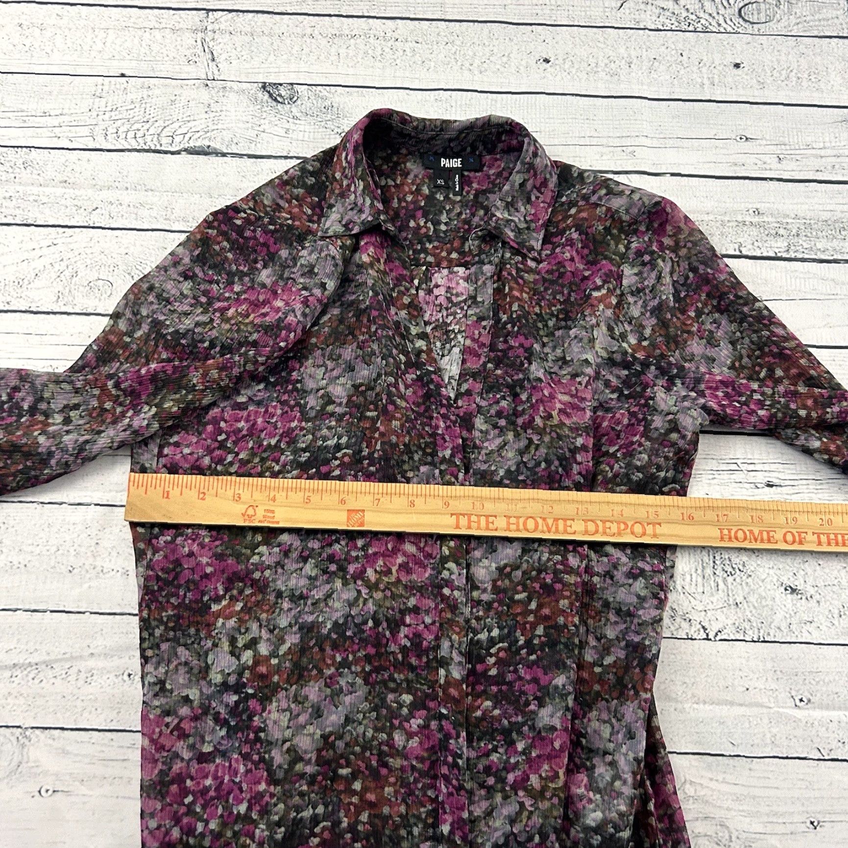 Paige PAIGE Silk Long Ruffle Sleeve Floral Button Front Shirt Women's XS Black Size XS / US 0-2 / IT 36-38 - 4 Thumbnail