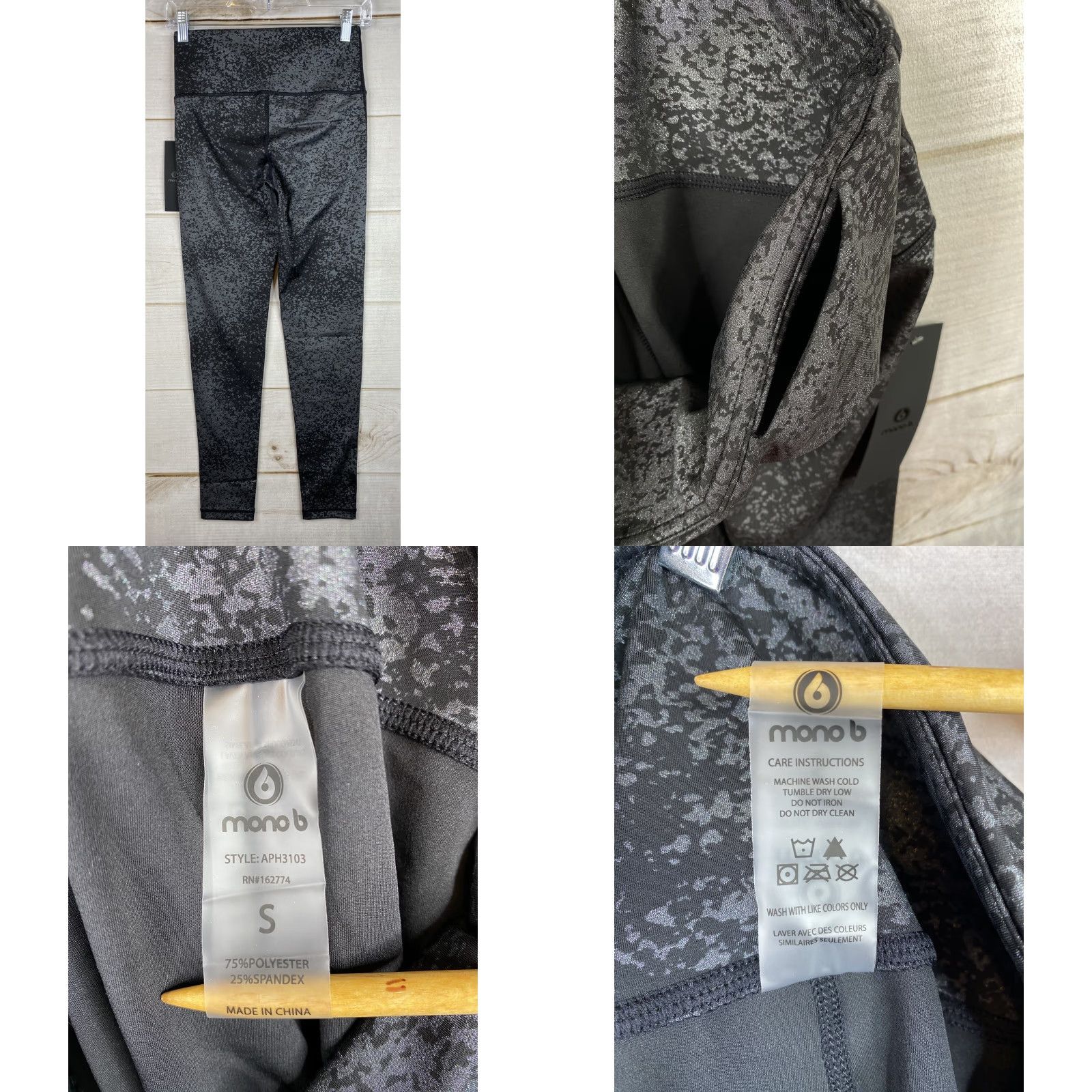 Vintage Mono B Leggings Women's S Gray Black Shimmery High Waisted Yoga Running NWT Leggings Size 28" / US 6 / IT 42 - 8 Thumbnail