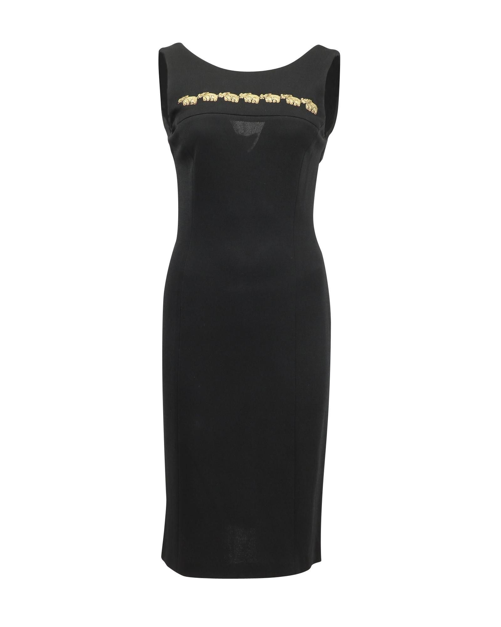 image of Escada Elephant Embroidered Sleeveless Dress In Black Rayon, Women's (Size Small)