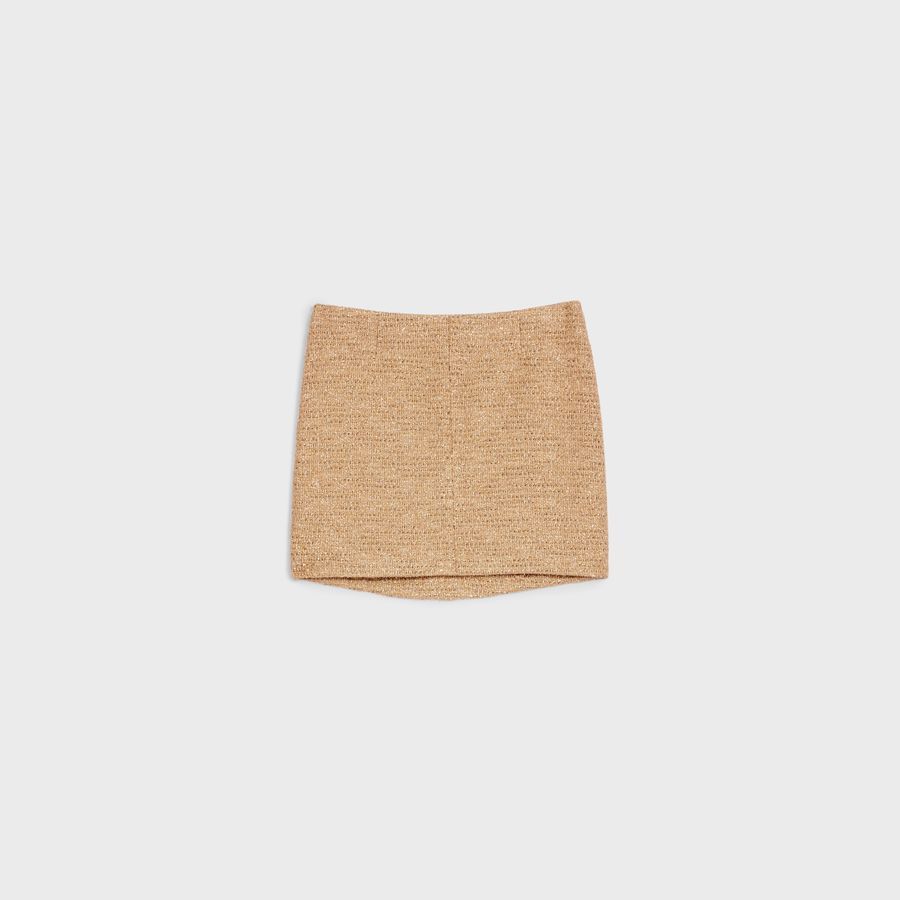 Celine o1loc1c1124 Mini Skirt In Lurex Natte in Or/Noir Size 28" / US 6 / IT 42 - 2 Thumbnail