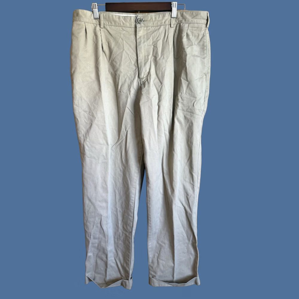 Lands' End Mens Lands' End Khaki Pants 38 Tan Traditional Fit Flat Front Cuffed Cotton Size US 38 / EU 54 - 1 Thumbnail