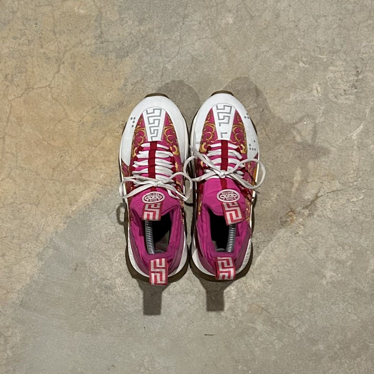 Designer × Versace Versace Cross Chainer Baroque Pink Print Sneakers EU 40 Size US 7 / EU 40 - 11 Thumbnail