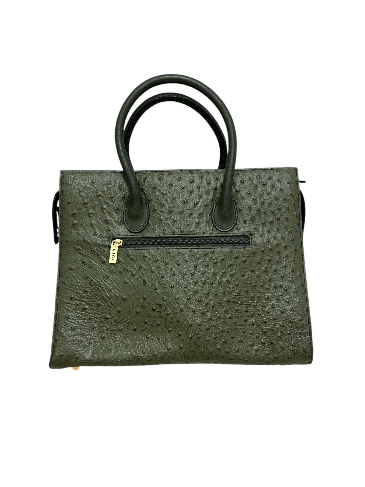 Leather Birkin Style Hand Bag Ostrich Leather Size ONE SIZE - 7 Thumbnail