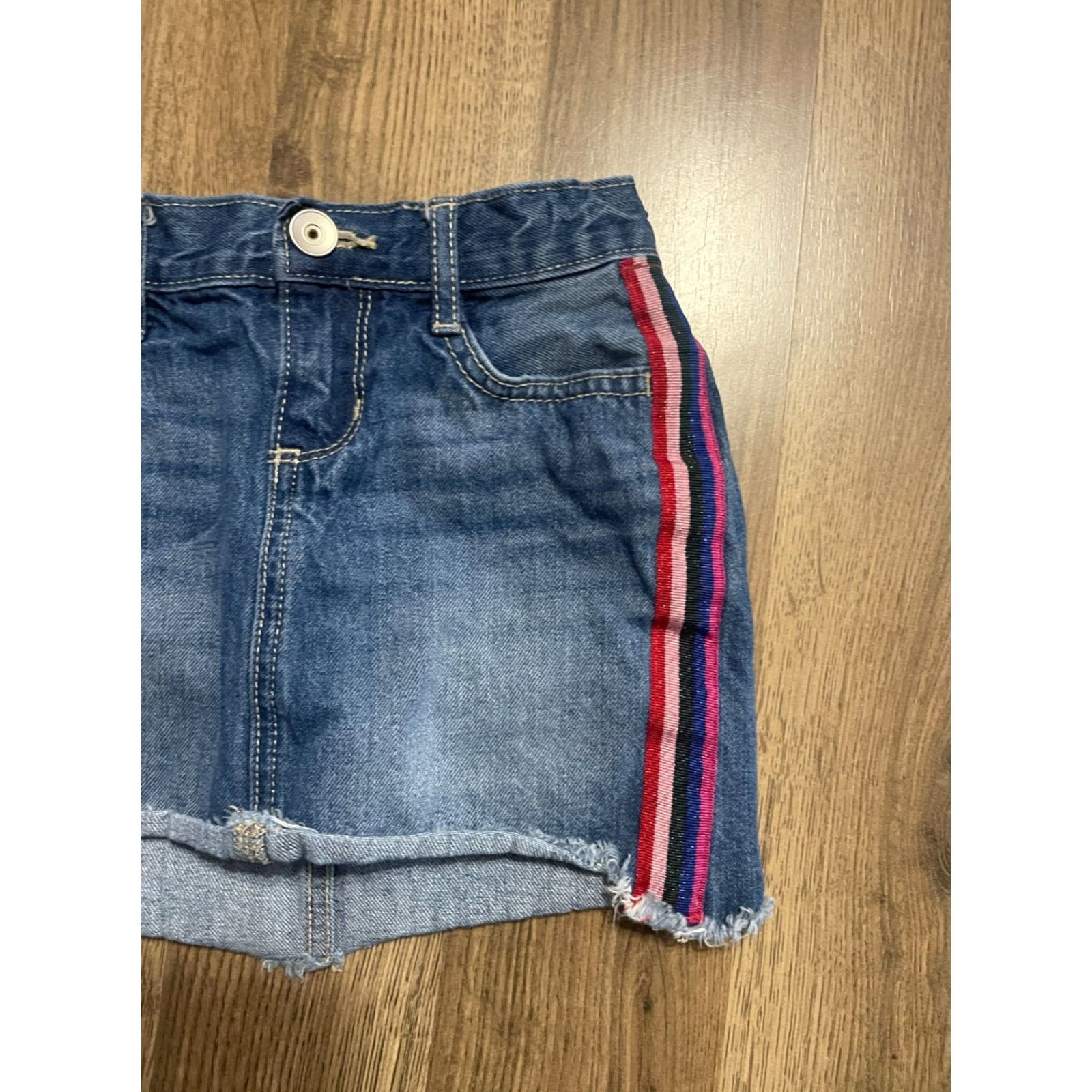 Vintage The Children's Place Skirt Girl's Size 4 Denim Mini Blue Pink Line Casual Short Lined Womens Girls Size 27" / US 4 / IT 40 - 4 Thumbnail