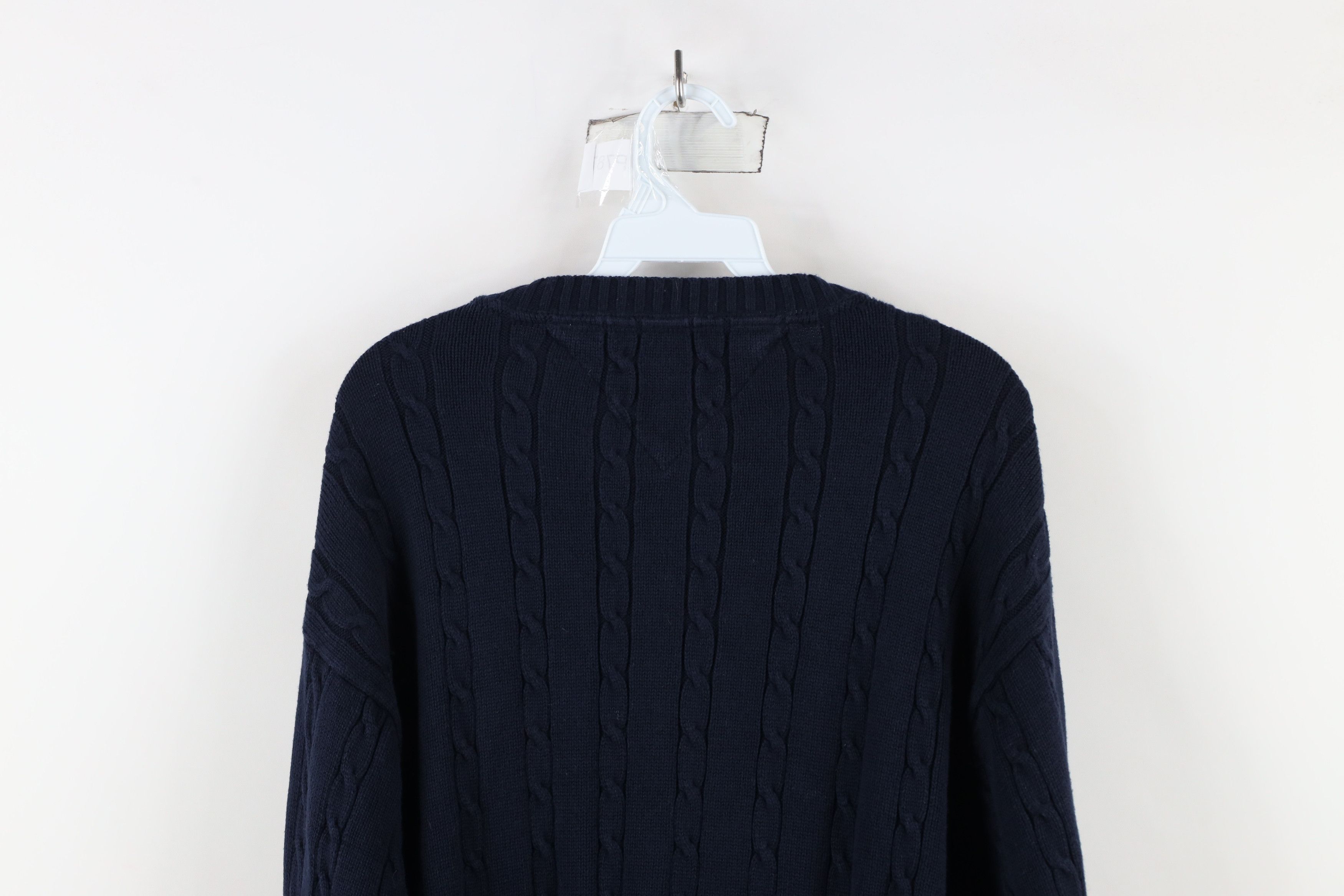 Tommy Hilfiger × Vintage Vintage 90s Tommy Hilfiger Cotton Cable Knit Sweater Blue Size US XXL / EU 58 / 5 - 8 Thumbnail