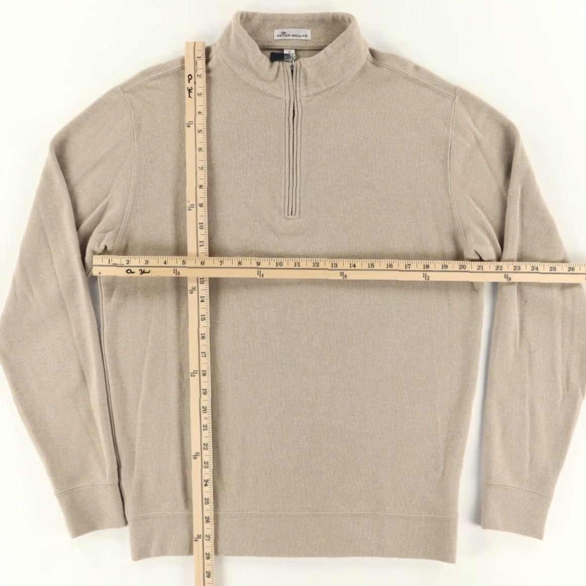 Peter Millar Peter Millar Knit 1/4 Zip Pullover Sweater Wheat Men L Shirt Size US L / EU 52-54 / 3 - 3 Thumbnail
