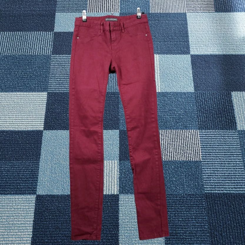 Billabong Billabong Pants Womens 26 Red Peddler Jegging Low Rise Flat Front Cotton Blend Size 26" / US 2 / IT 38 - 1 Thumbnail