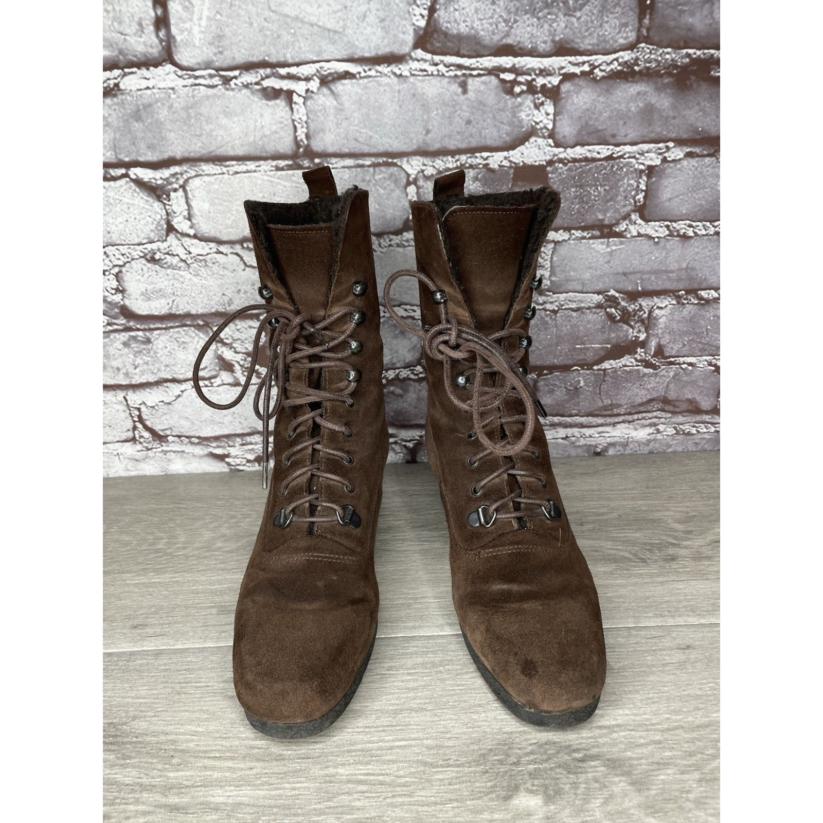 Aquatalia Aquatalia Marvin K Brown Suede Lace Up Block Heel Combat Boo Size US 6 / IT 36 - 17 Thumbnail