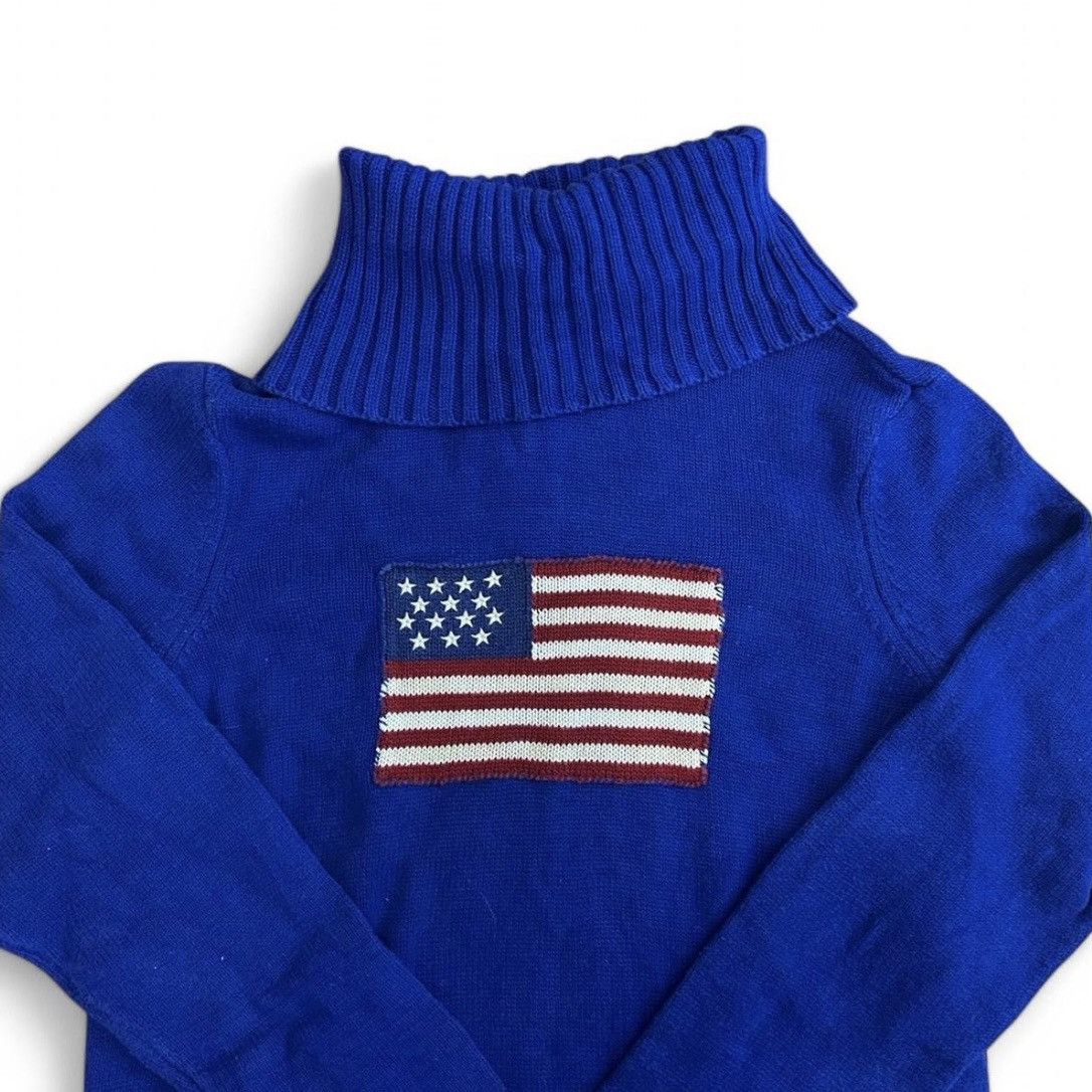 Lauren Ralph Lauren × Ralph Lauren × Vintage Blue American Flag Ralph Lauren Turtleneck Sweater Size L / US 10 / IT 46 - 3 Thumbnail