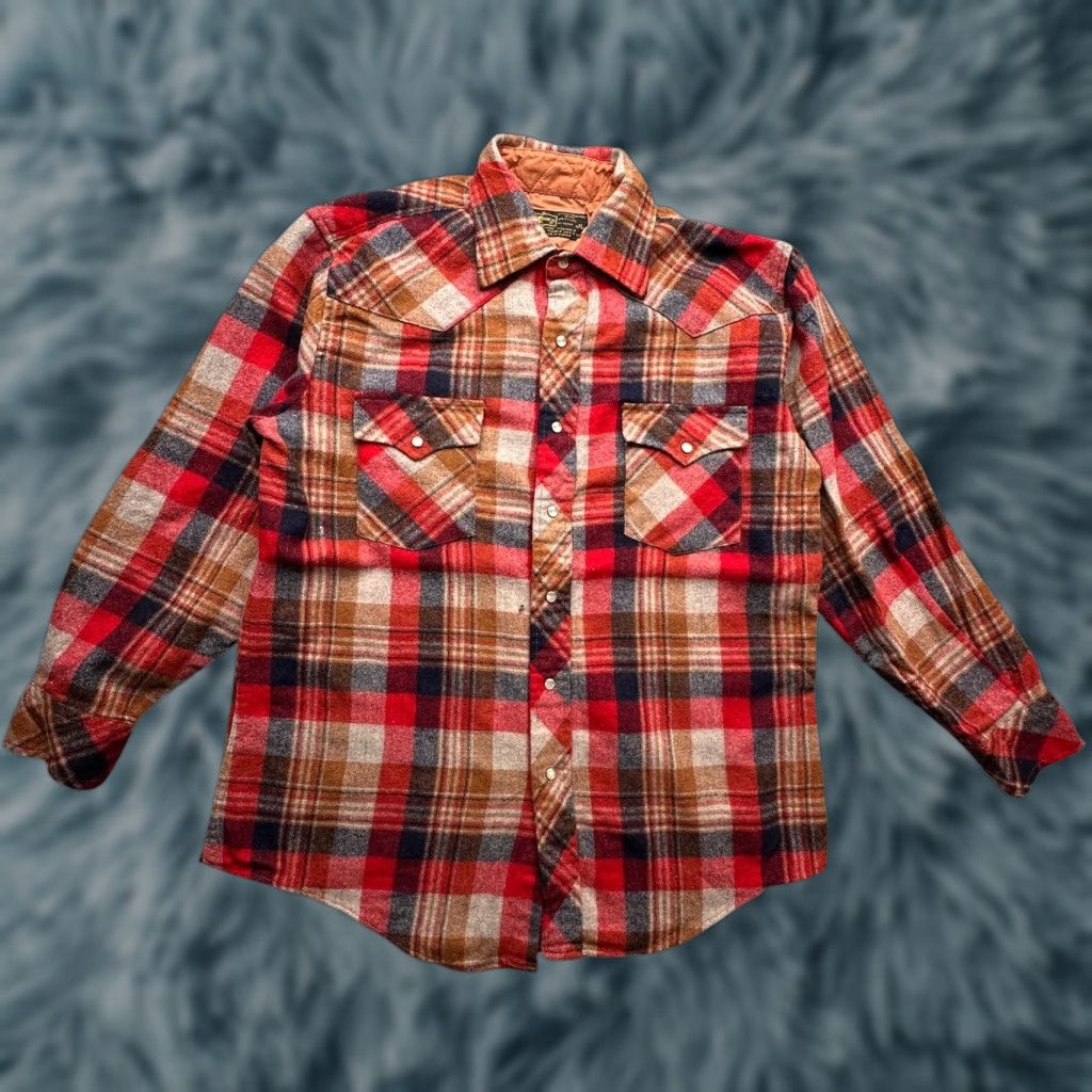 Vintage VINTAGE K-Mart Wool Blend Plaid Flannel Pearl Snap Shirt Medium Long Sleeve Red Mens Size US M / EU 48-50 / 2 - 1 Thumbnail
