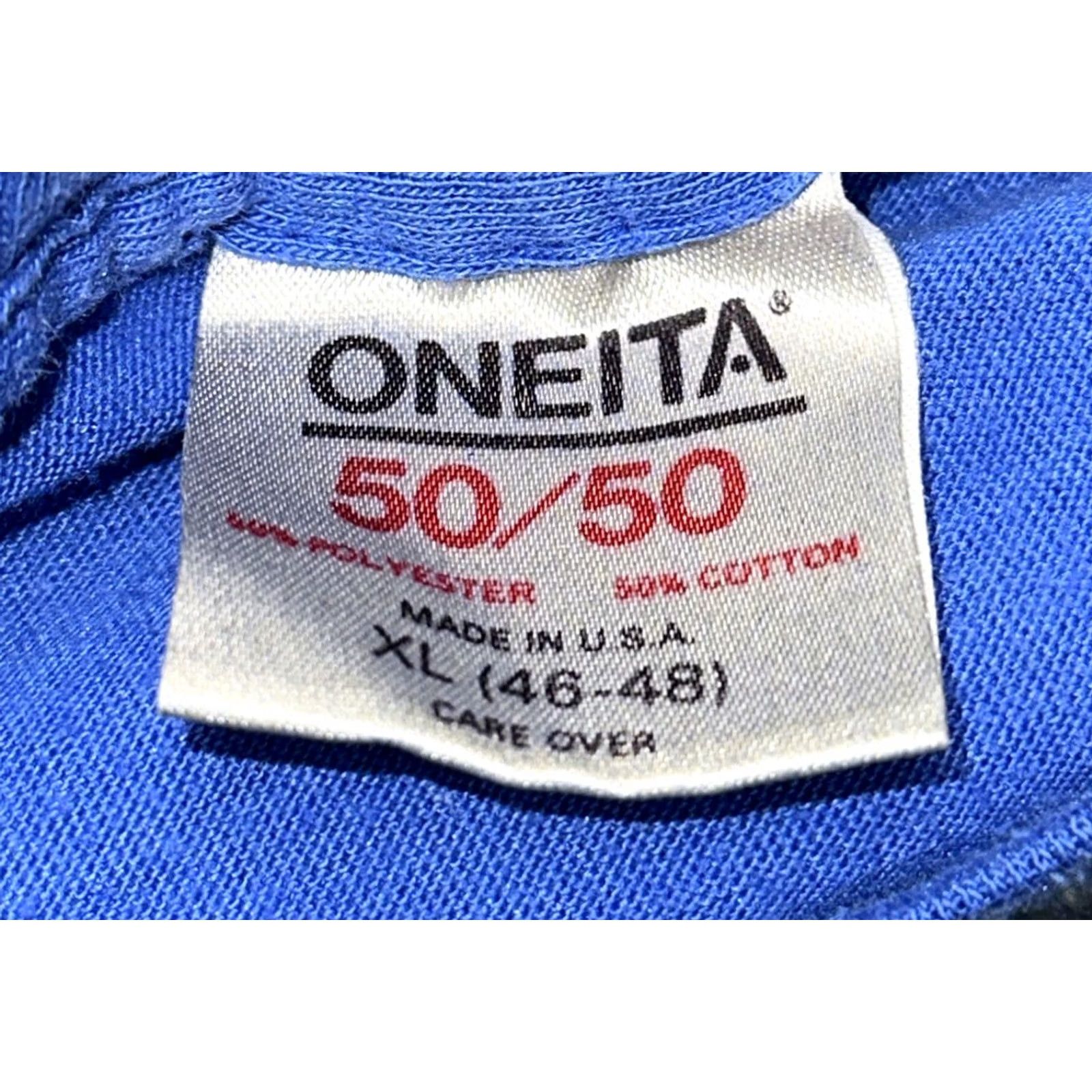Vintage VINTAGE Oneita Mens T-Shirt XL Blue HAND PAINTED OWL United States Made Single Stitch Shirt Mens Size US XL / EU 56 / 4 - 5 Thumbnail