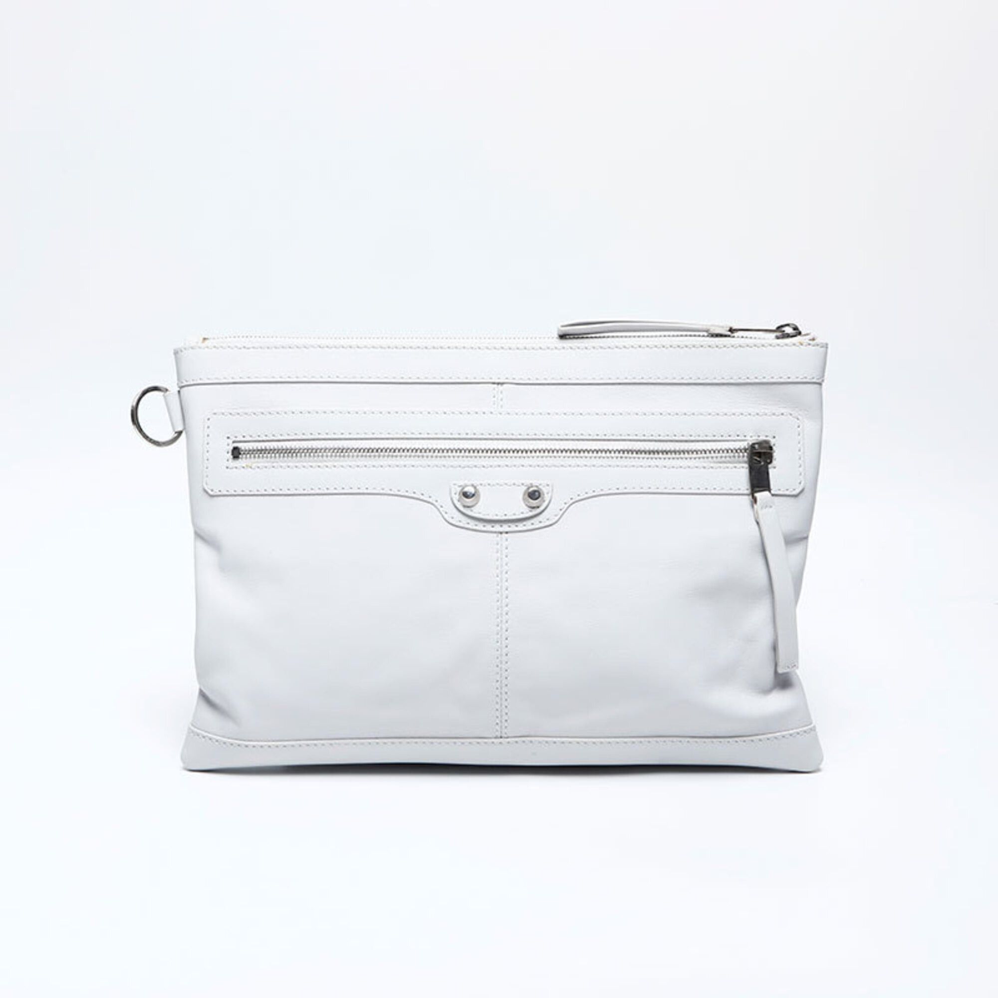 Balenciaga Balenciaga Classic Clip M 273022 Leather Clutch Bag White Size ONE SIZE - 1 Thumbnail